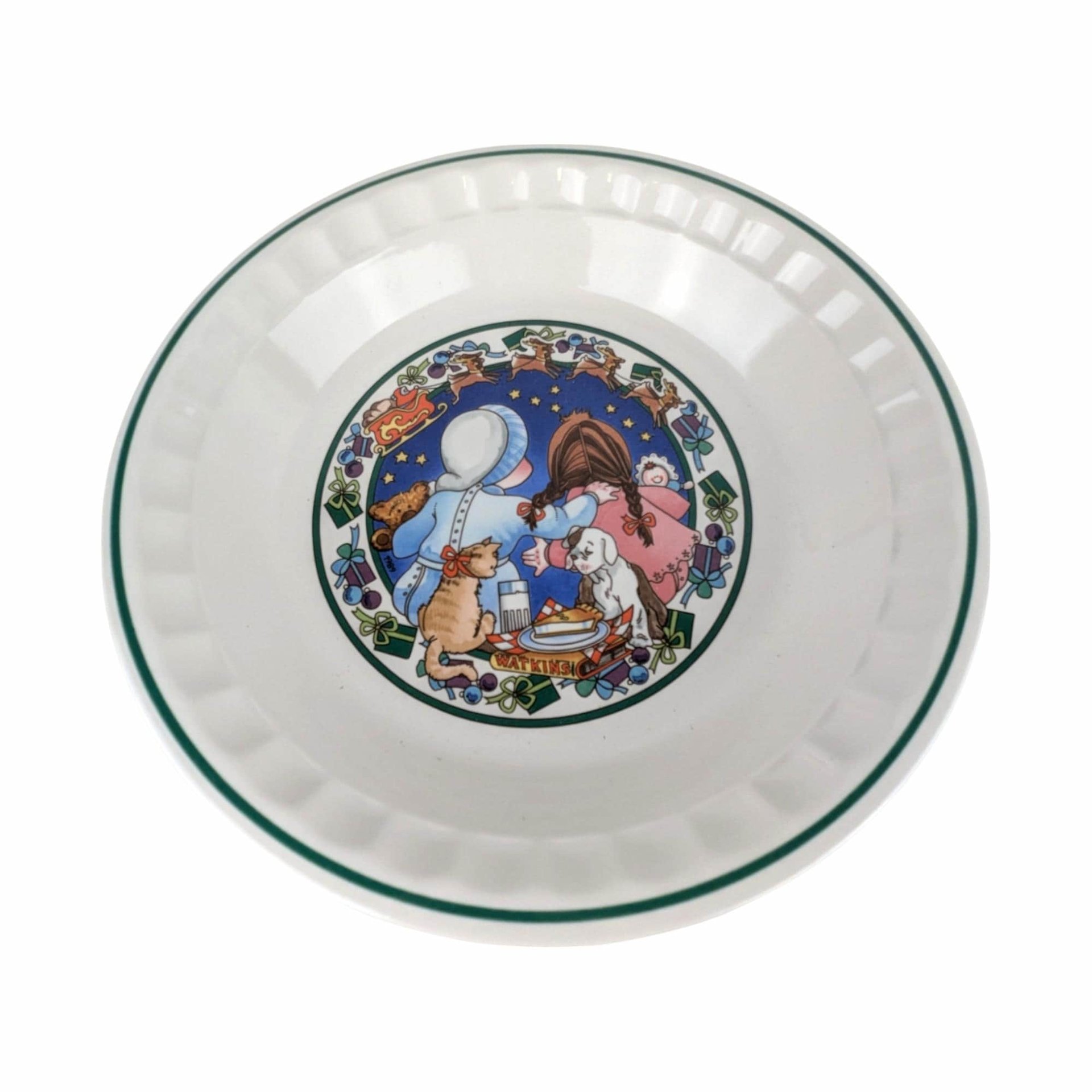 Vintage Watkins Pie Plates, Set of 2, German Apple Kuchen, Christmas Wish Recipe, Collectible Kitchenware, Baking Dish