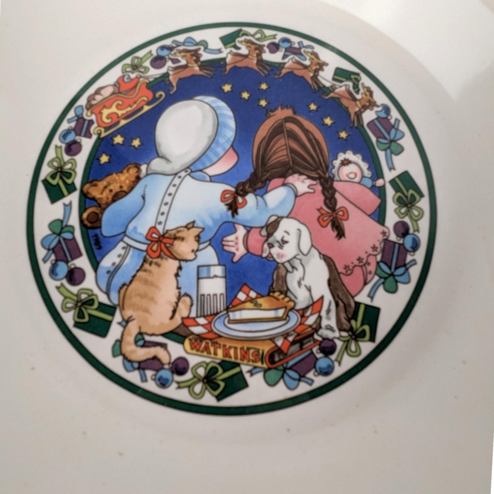 Vintage Watkins Pie Plates, Set of 2, German Apple Kuchen, Christmas Wish Recipe, Collectible Kitchenware, Baking Dish
