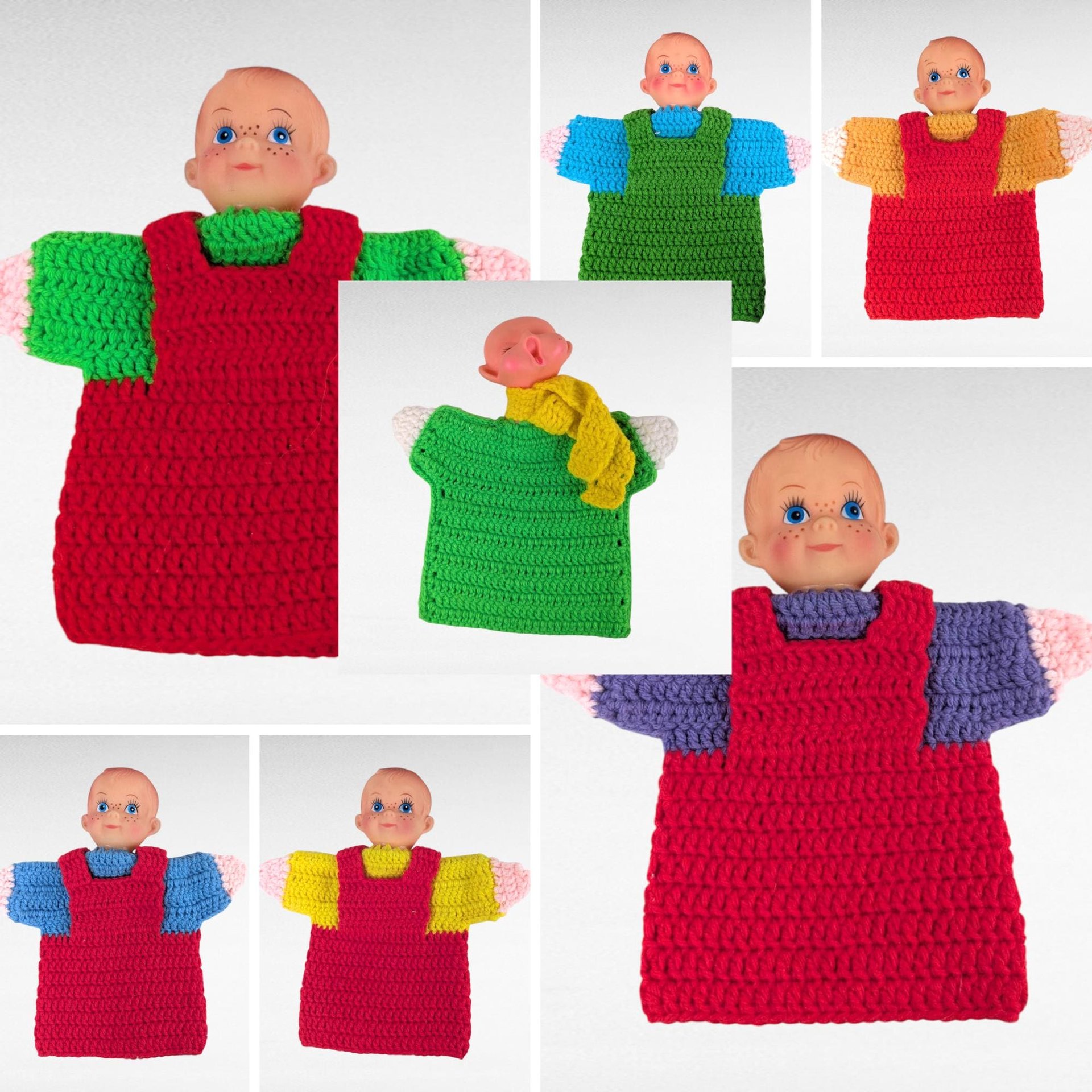 Vintage Kewpie Style Crochet Hand Puppet: Storytelling Toy