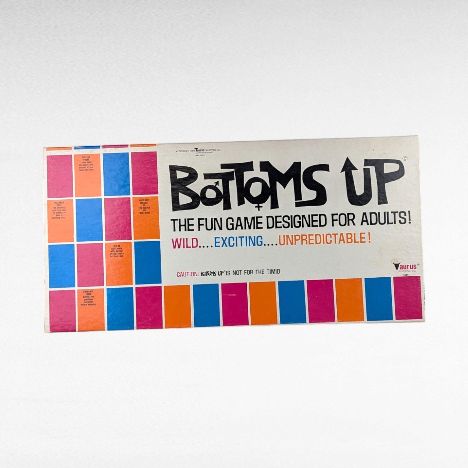Vintage 1969 Bottoms Up Board Game, 60s Adult Party Game by Taurus, Incomplete Collector Game for Man Cave or Gag Gift