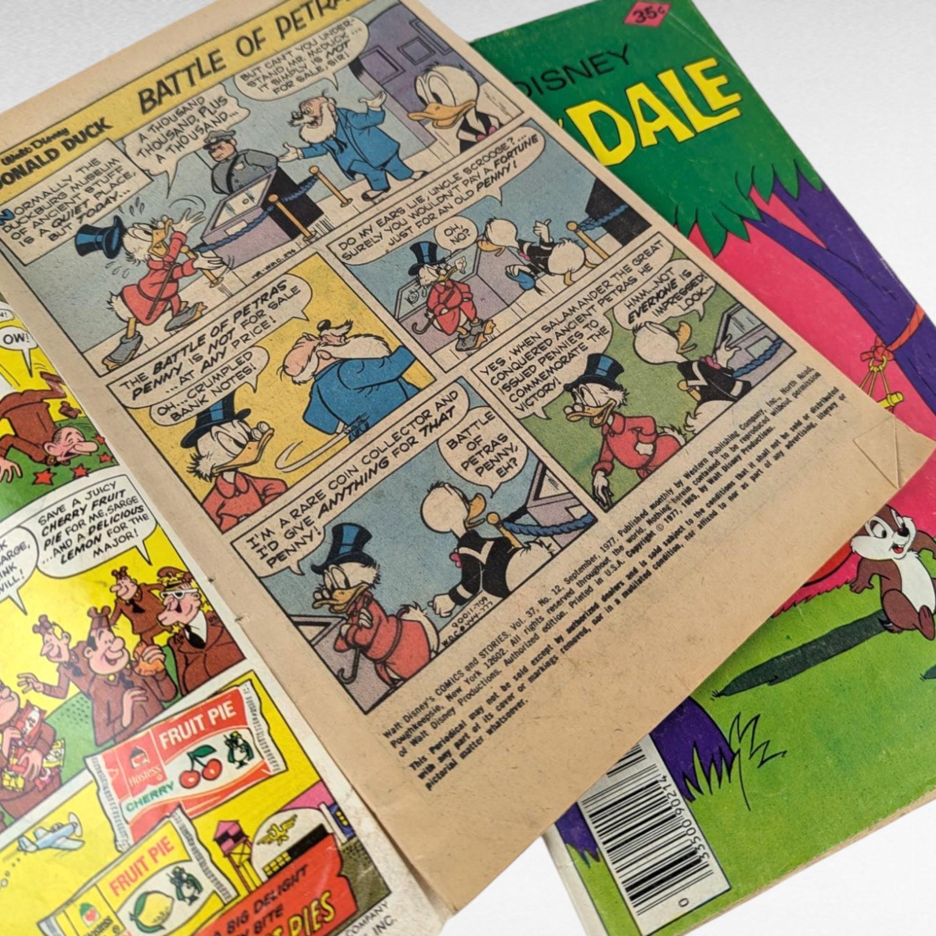 Vintage Disney Comics Lot of 2, Walt Disney's Comics and Stories 444 & Chip 'n' Dale 50, 1970s Donald Duck Comic Book Set, Gold Key Whitman