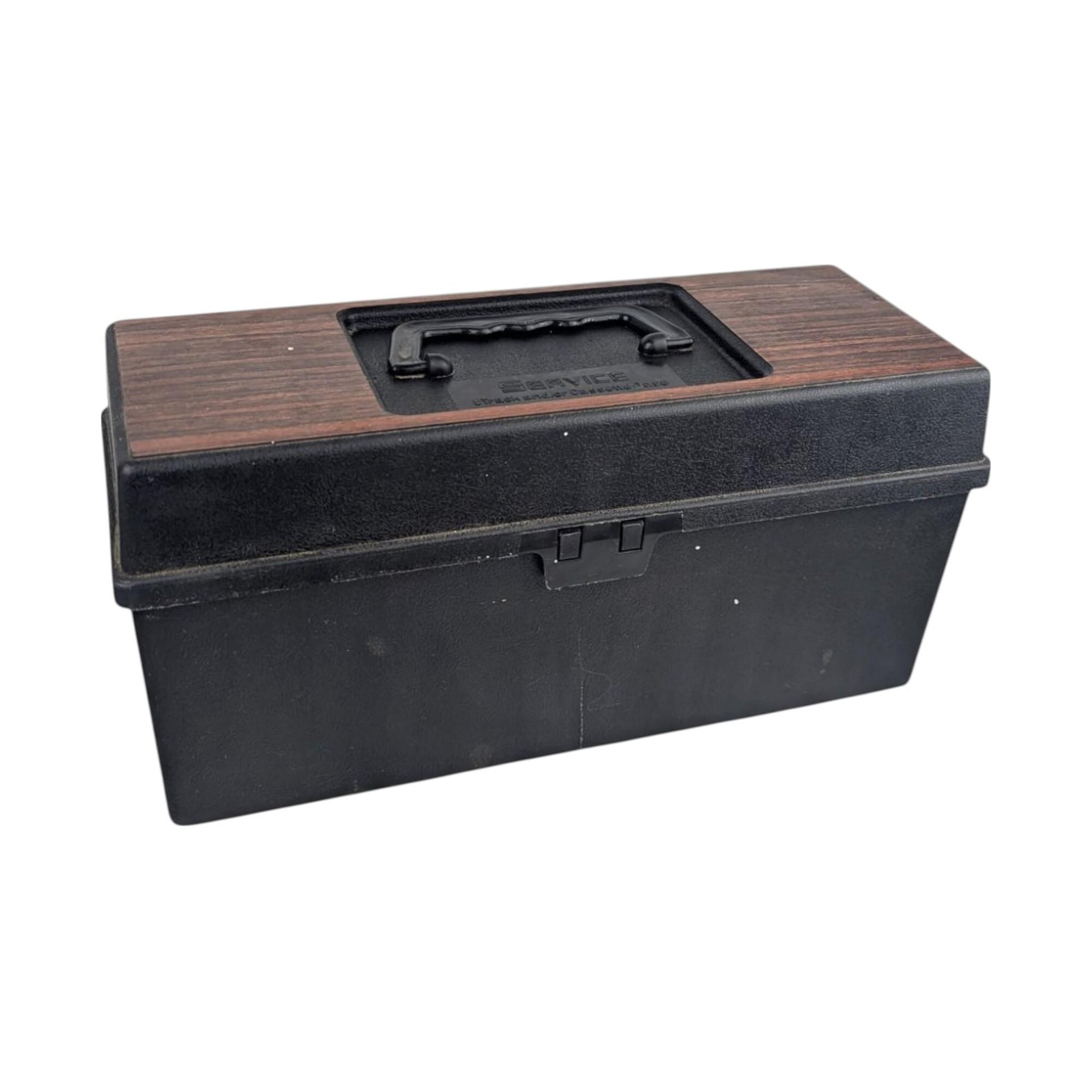 Vintage 1976 Service 8-Track Tape Case with 12 Tapes, Faux Wood Grain Carrier, 70s Music Storage Box, Instant Collection Lot