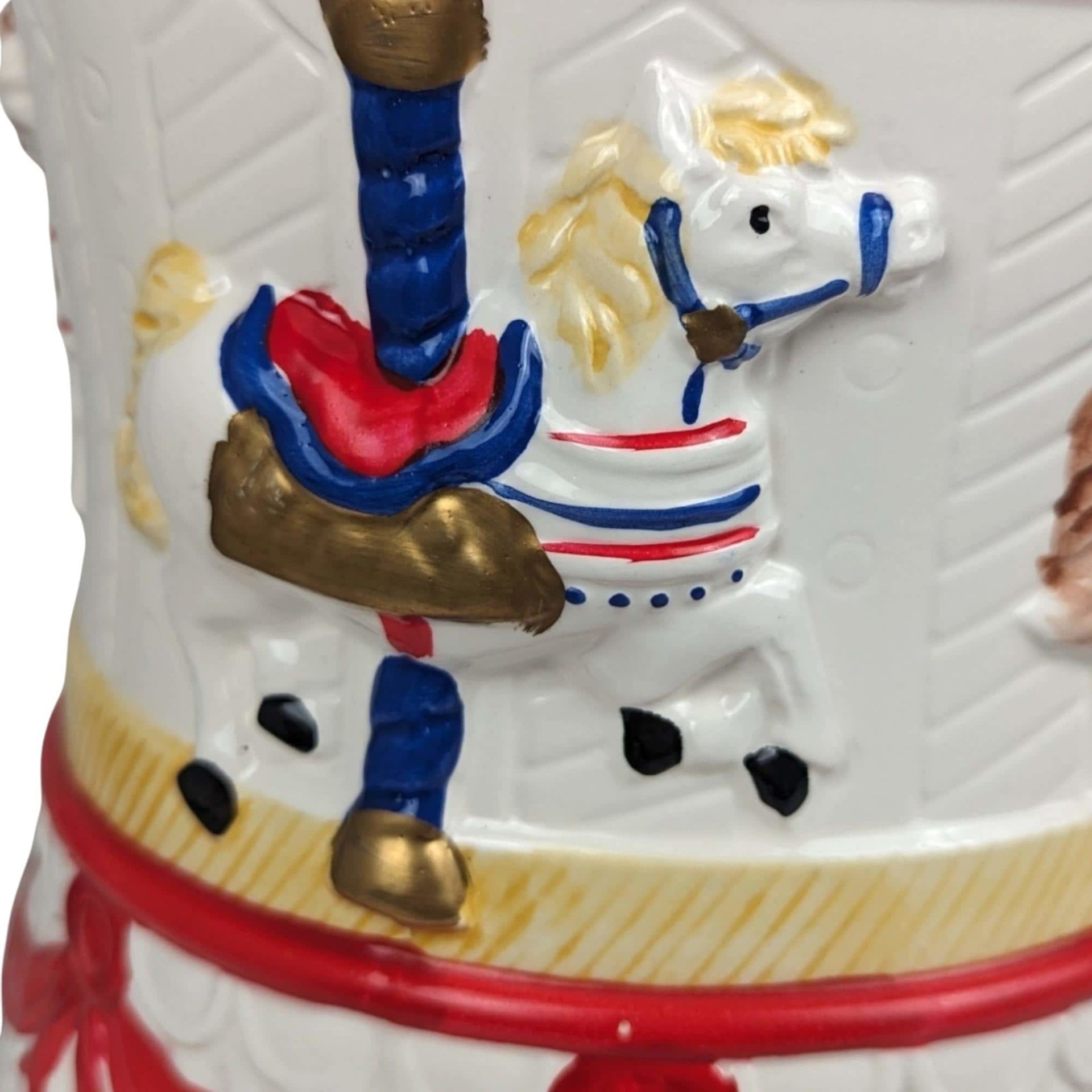 Vintage Carousel Musical Cookie Jar | Ceramic | Plays "It's a Small World"