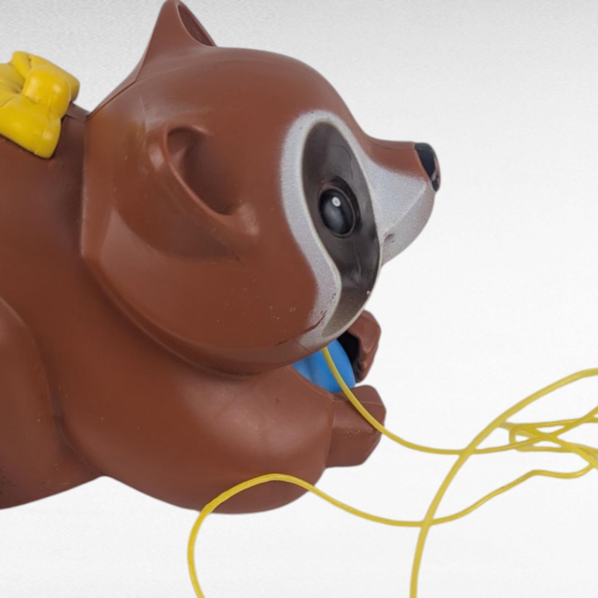 Vintage 1979 Fisher Price Roly Raccoon Pull Toy #172, Rolling Chime Ball Animal, Late 70s Toddler Toy, Woodland Nursery Decor