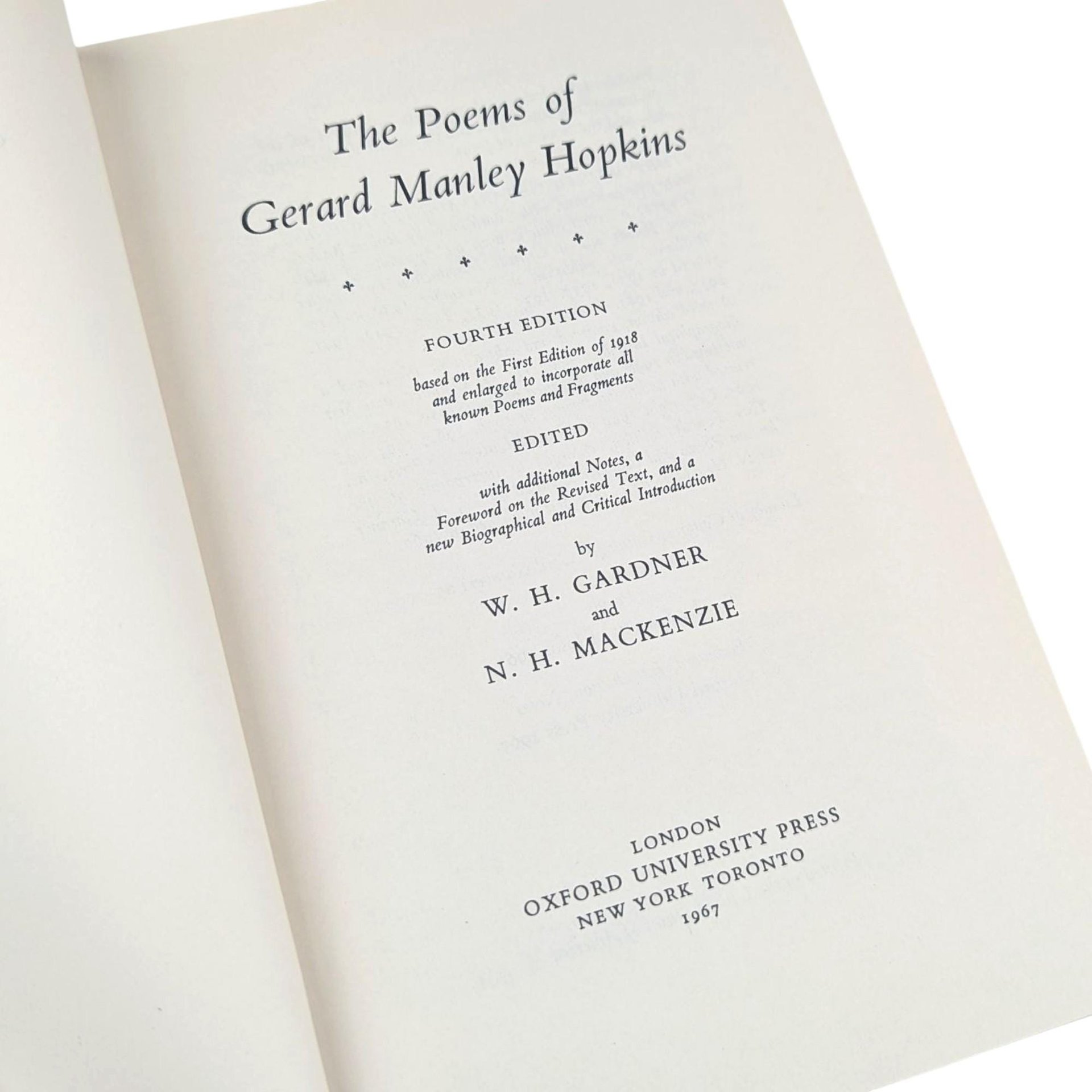The Poems of Gerard Manley Hopkins 1967 Hardcover Book, Fourth Edition Oxford University Press, Vintage Victorian Poetry
