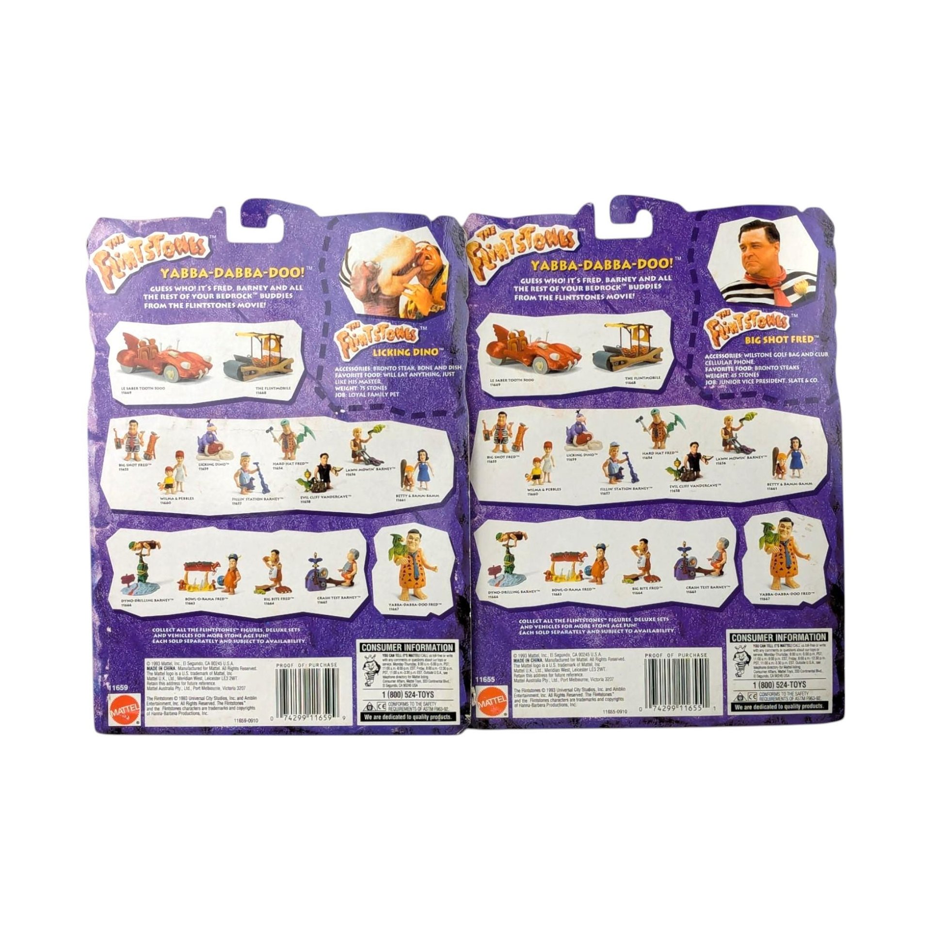 Mattel Flintstones Toy Set, Licking Dino & Big Shot Fred, New in Package, Vintage Flintstones Collectibles