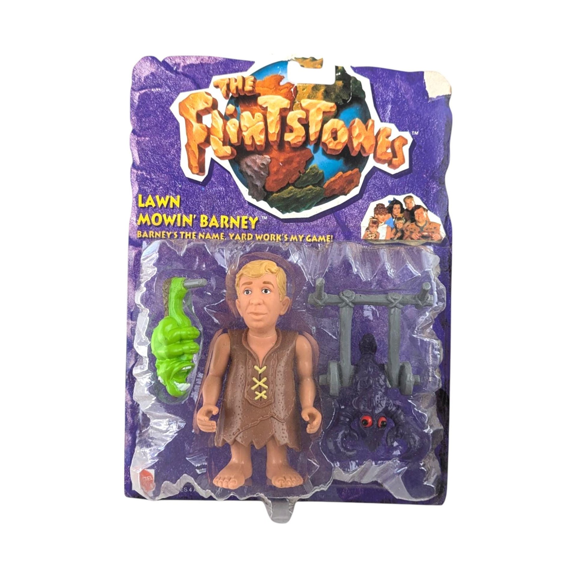 Mattel Flintstones Toy Set, Betty & Bamm-Bamm, Lawn Mowing Barney, New in Package, Vintage Collectibles