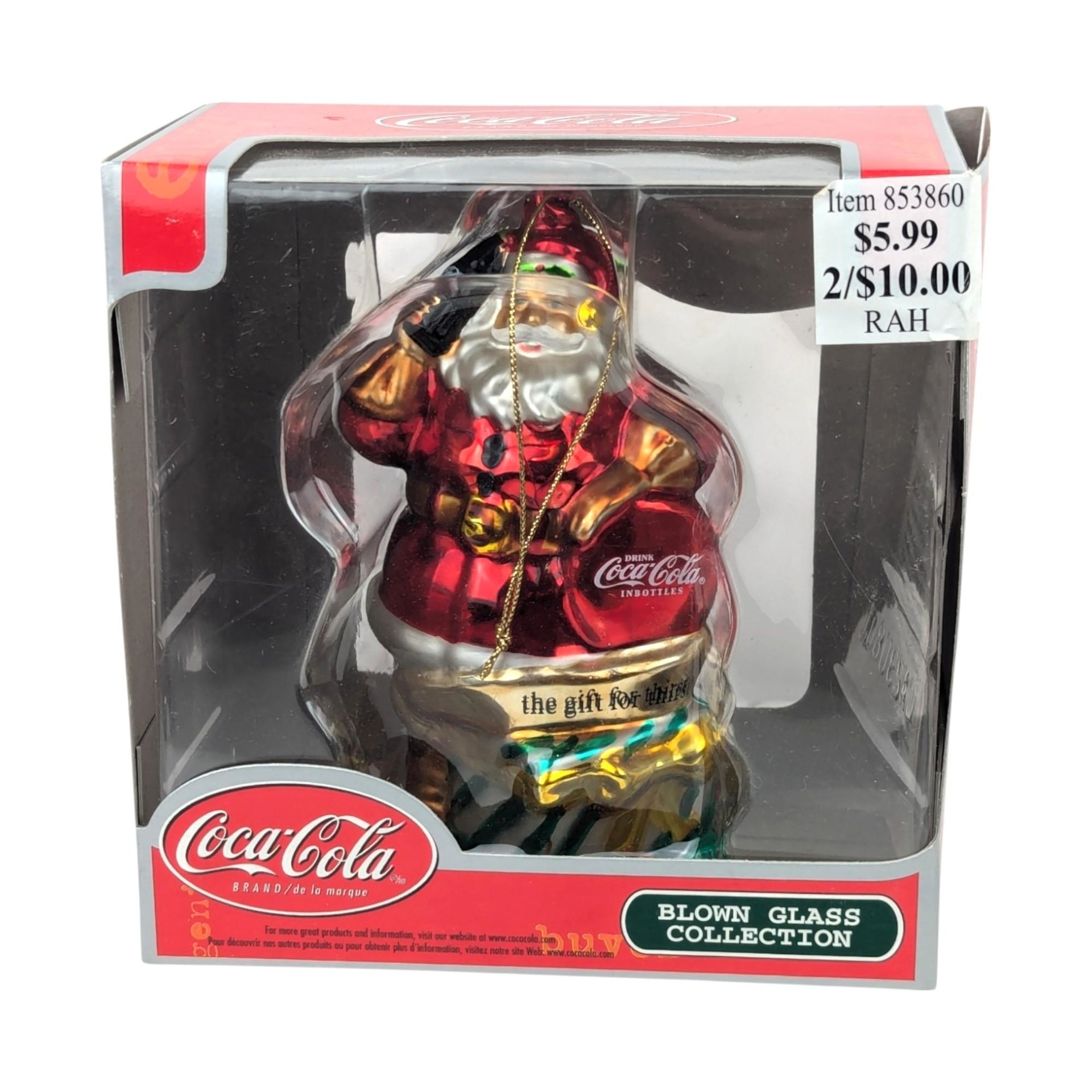 Vintage Coca-Cola Santa Claus Blown Glass Ornament | Christmas Ornament | Coke Collectible | Holiday Decor