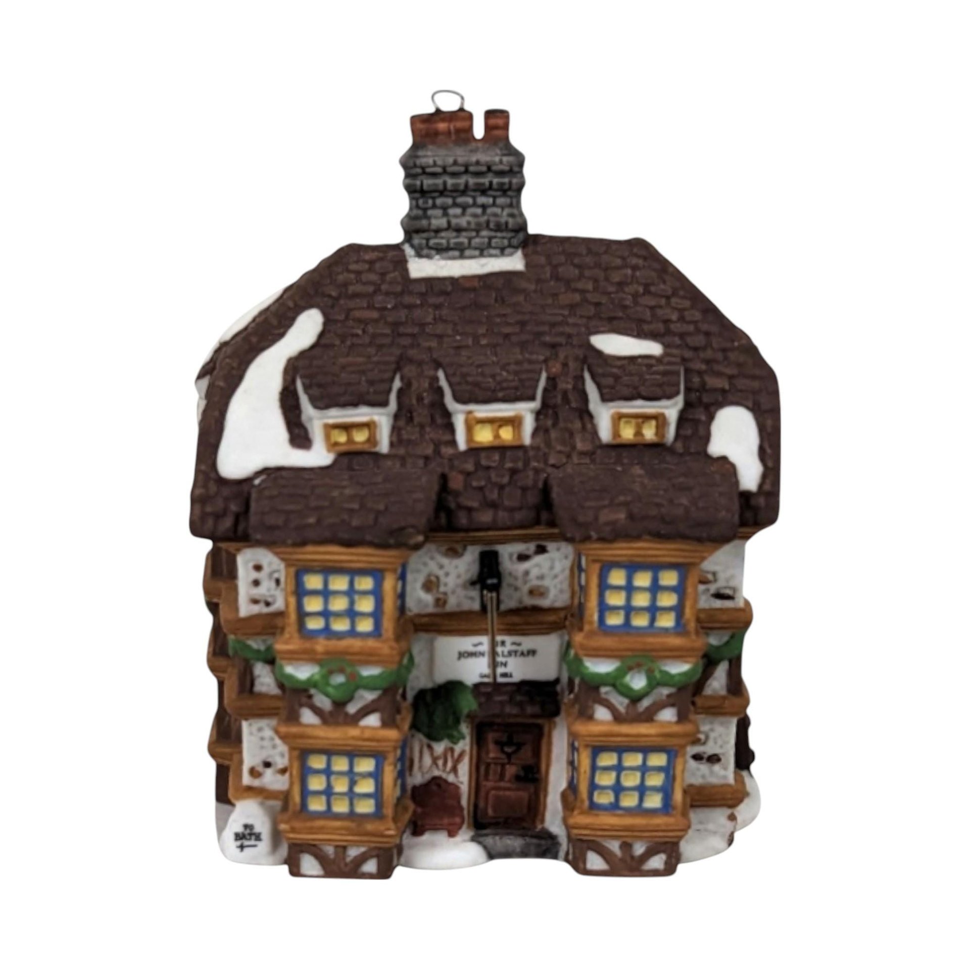 Vintage Department 56 House Ornaments, Santa's Workshop, Sir Falstaff Inn, Dedlock Arms, 1990s Christmas Decor