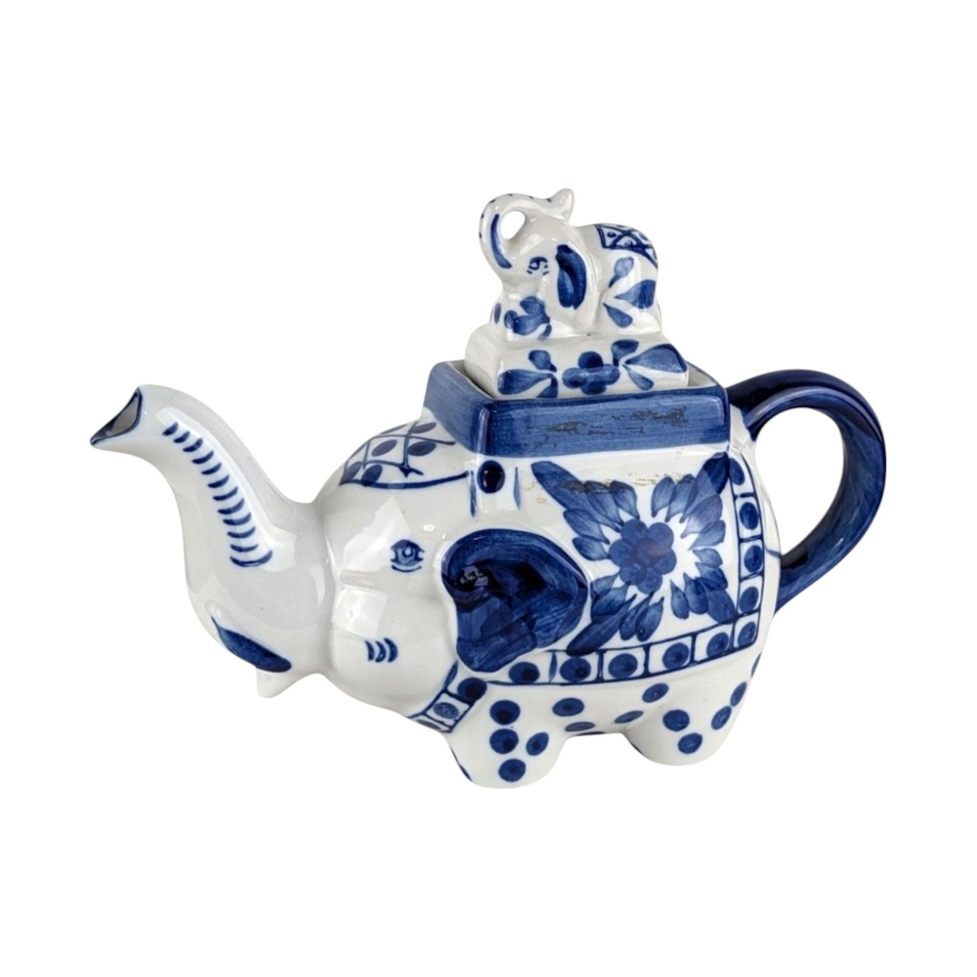 Vintage Bombay Blue and White Elephant Teapot | Ceramic Elephant Teapot | Animal Teapot | Unique Gift