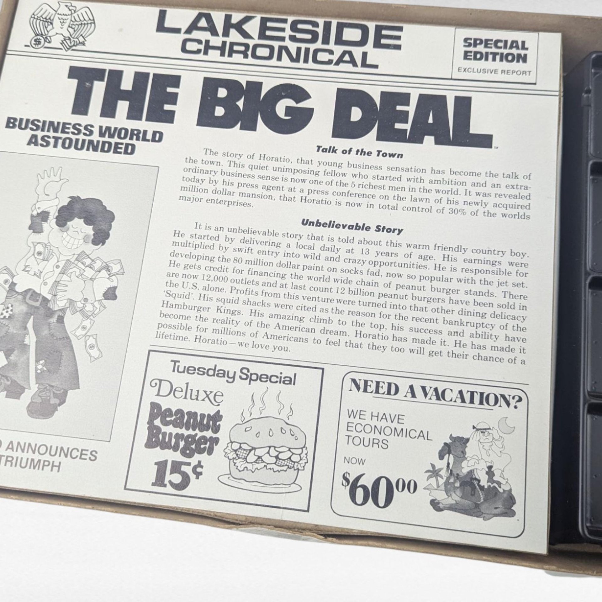 Complete 1977 The Big Deal Board Game by Lakeside, Unpunched Chips, Vintage 70s Family Game Night, Wacky Business Collector Game