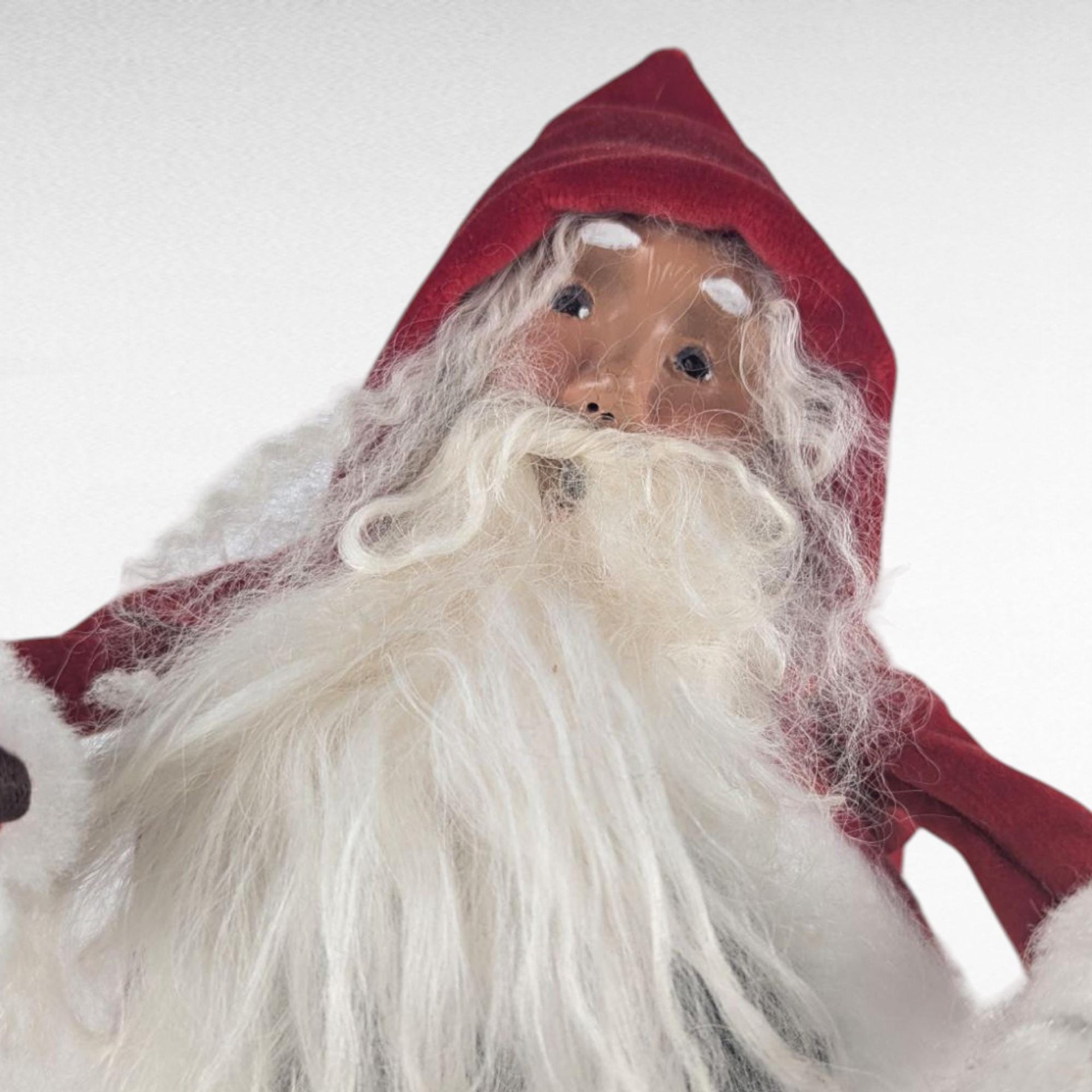 Vintage 1999 Byers' Choice Victorian Santa Figure with Staff, Father Christmas Caroler for Holiday Mantel Decor