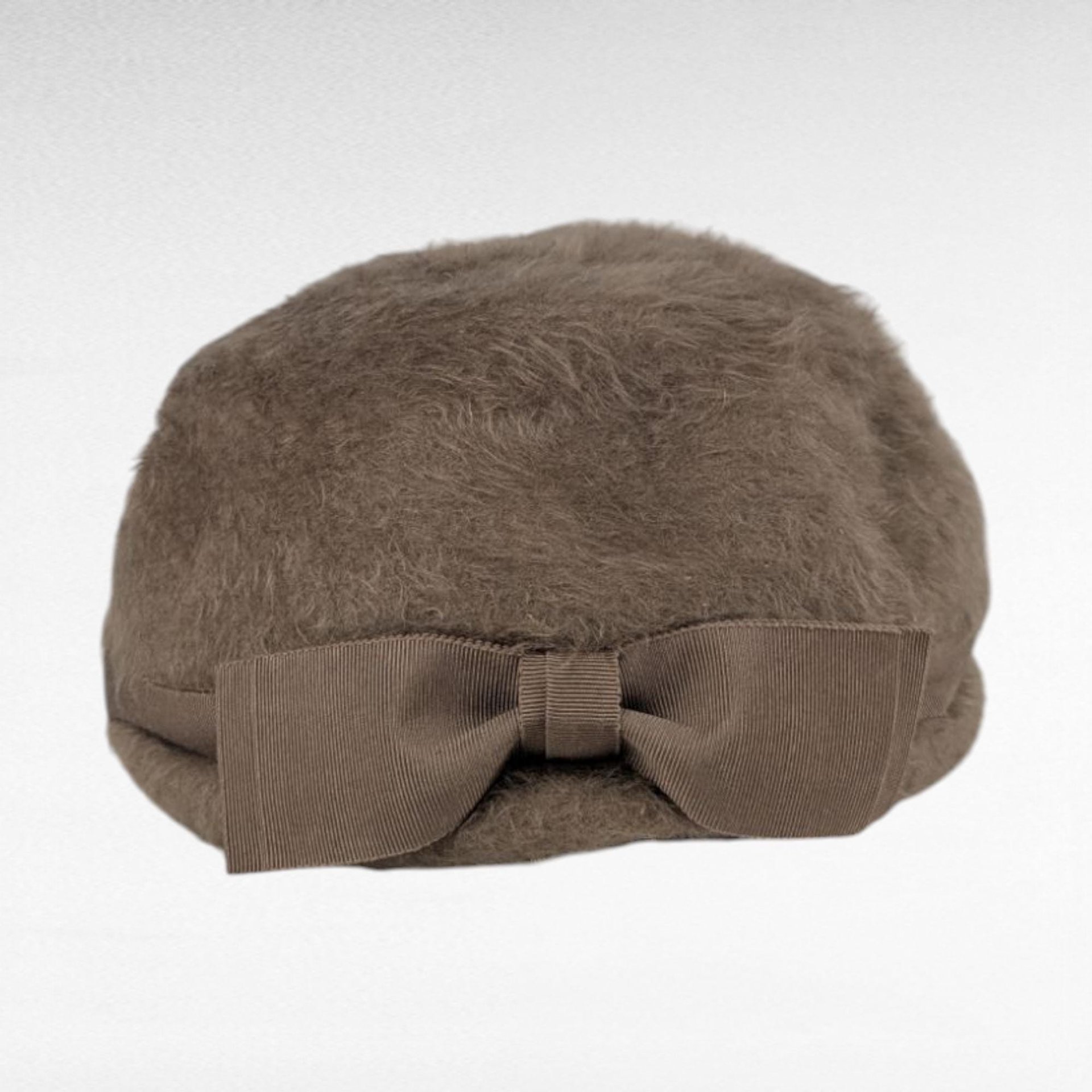 Vintage 1960s BelMar Taupe Fur Felt Pillbox Hat with Bow, The Dayton Co Merri Soie Finish, Mid-Century Ladies Accessory