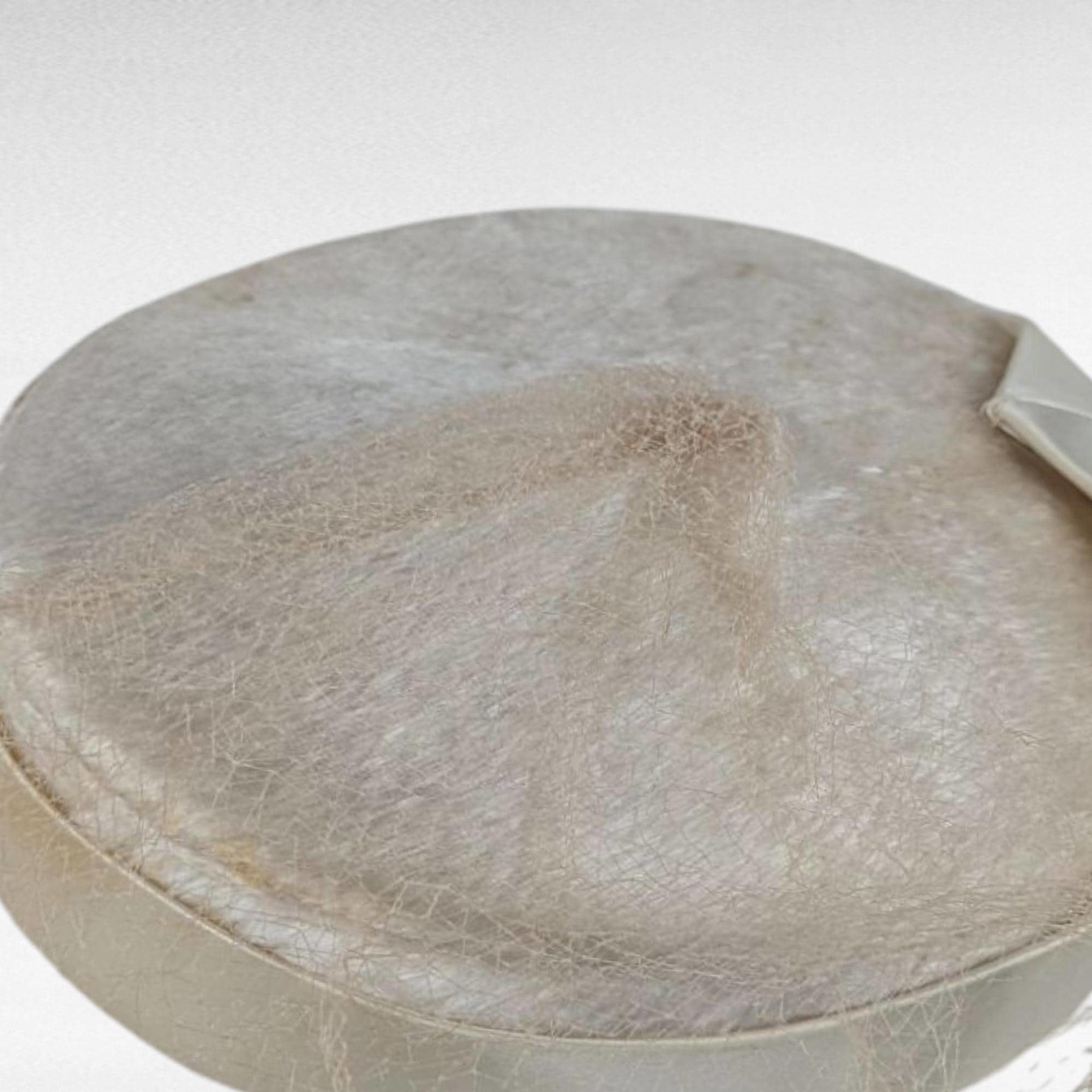 Vintage 1960s Martha Jean Bridal Pillbox Hat with Birdcage Veil, Ivory Satin Cocktail Hat for Display or Restoration