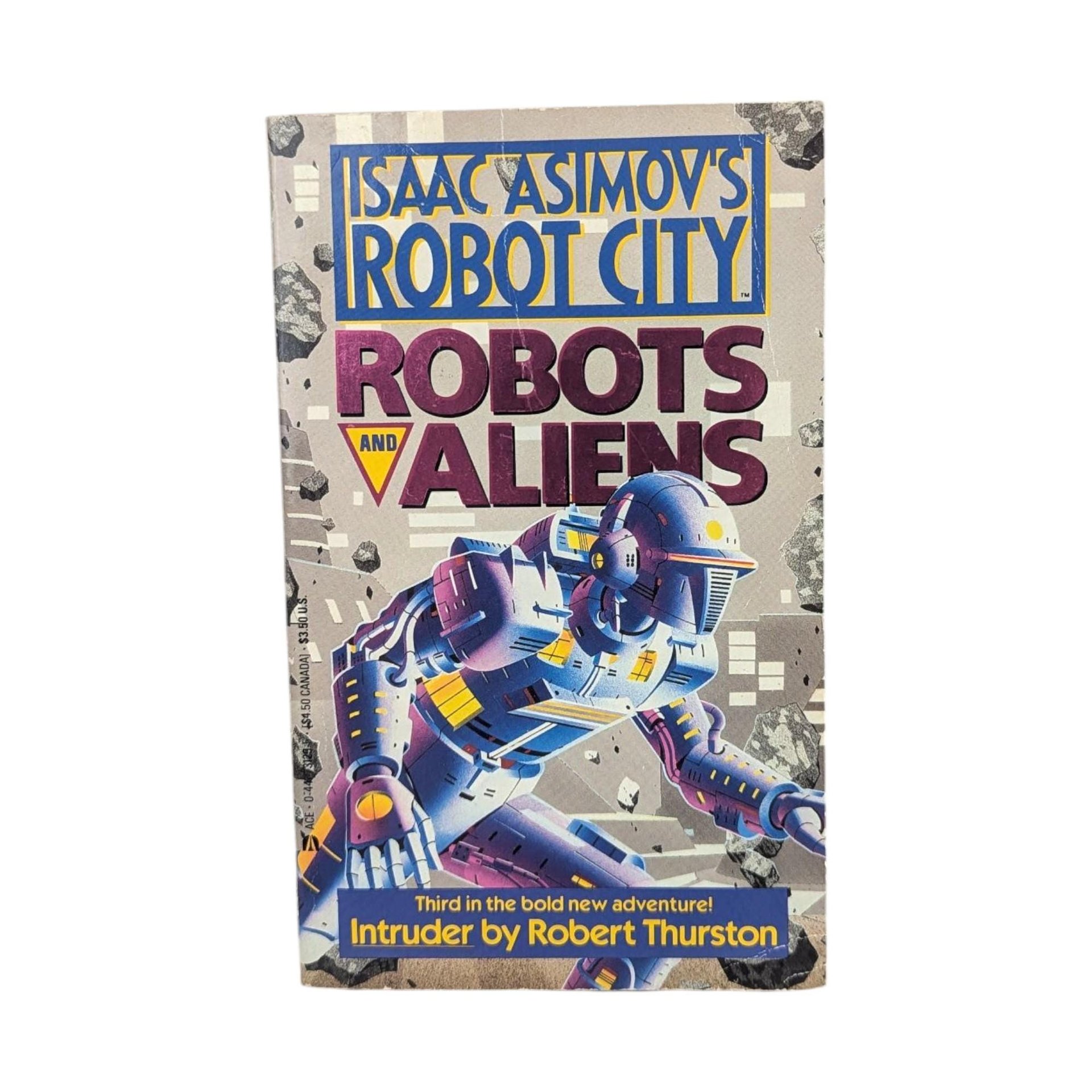 Isaac Asimov's Robots and Aliens Book Lot, Vintage Robot City Sci Fi Series, 80s 90s Paperback Set, Asimov Universe Novels