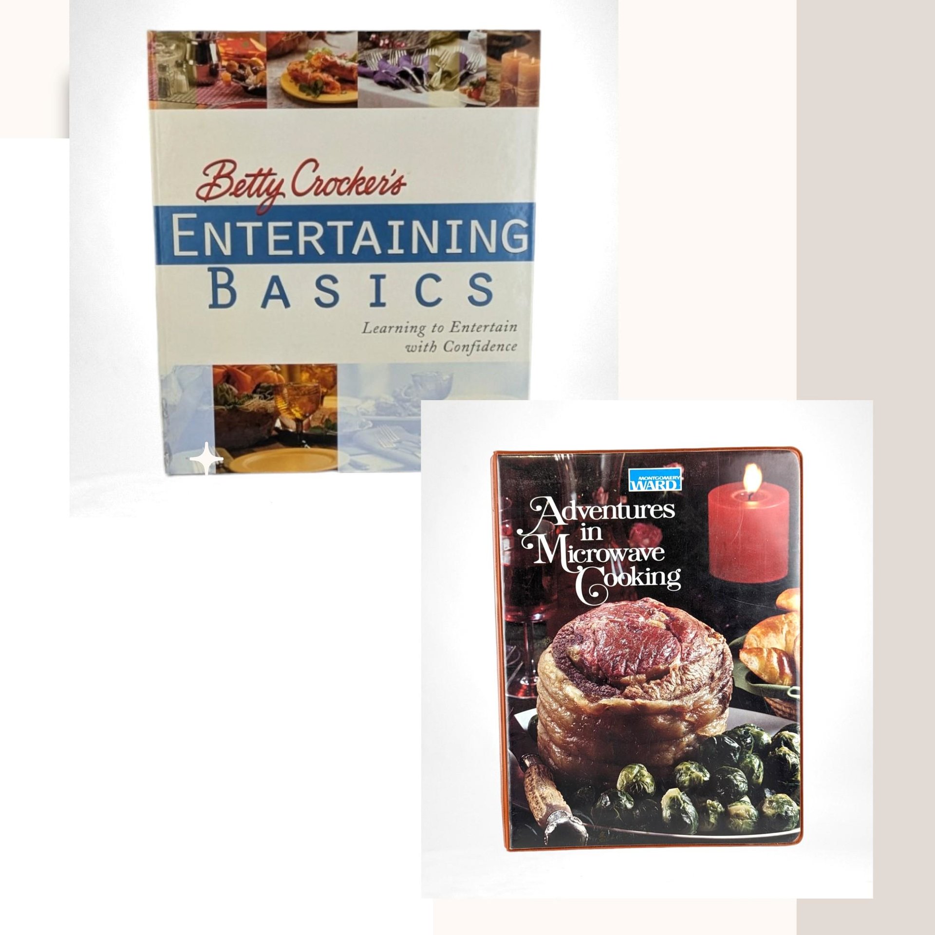 Vintage Cookbook Duo: 1976 Microwave Cooking & 2001 Betty Crocker's Entertaining Basics
