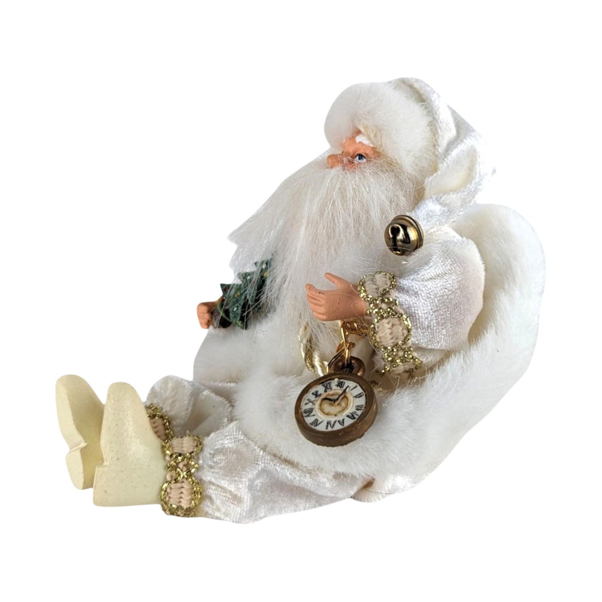 Vintage Christmas Pair: Kurt Adler Eye Patch Guy Ornament & Sitting Santa Clock Figurine - Unique Holiday Decor