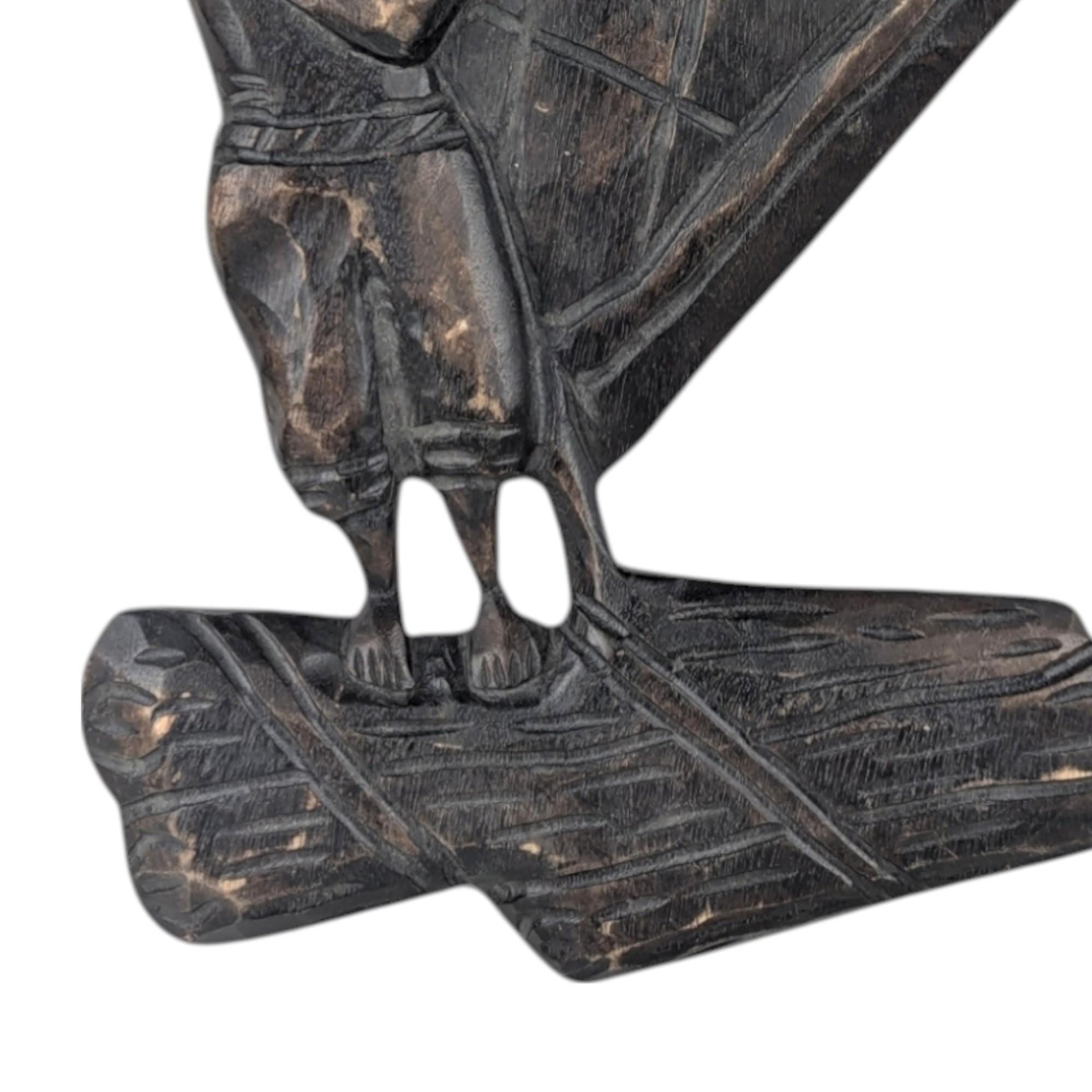 Vintage Carved Wood Sailor on Sailboat Wall Hanging, Nautical Decor, Gift for Him, Boating Enthusiast, Man Cave Art, 18 Inch
