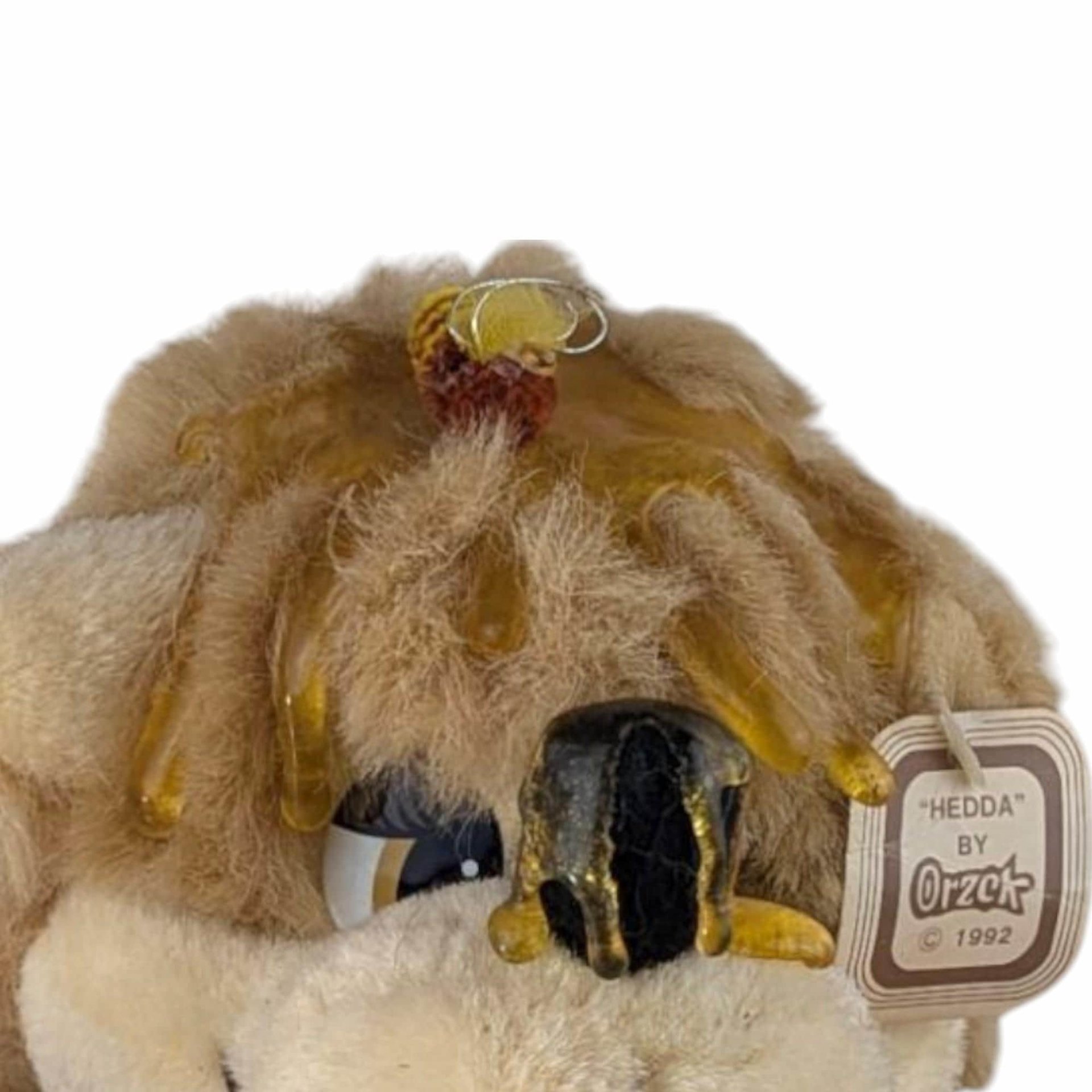 1992 Orzek Hedda Plush Bear, 10" Honey Bear with Bees, Vintage Collectible Bear, Unique Plush Gift, Teddy Bear Lover Gift