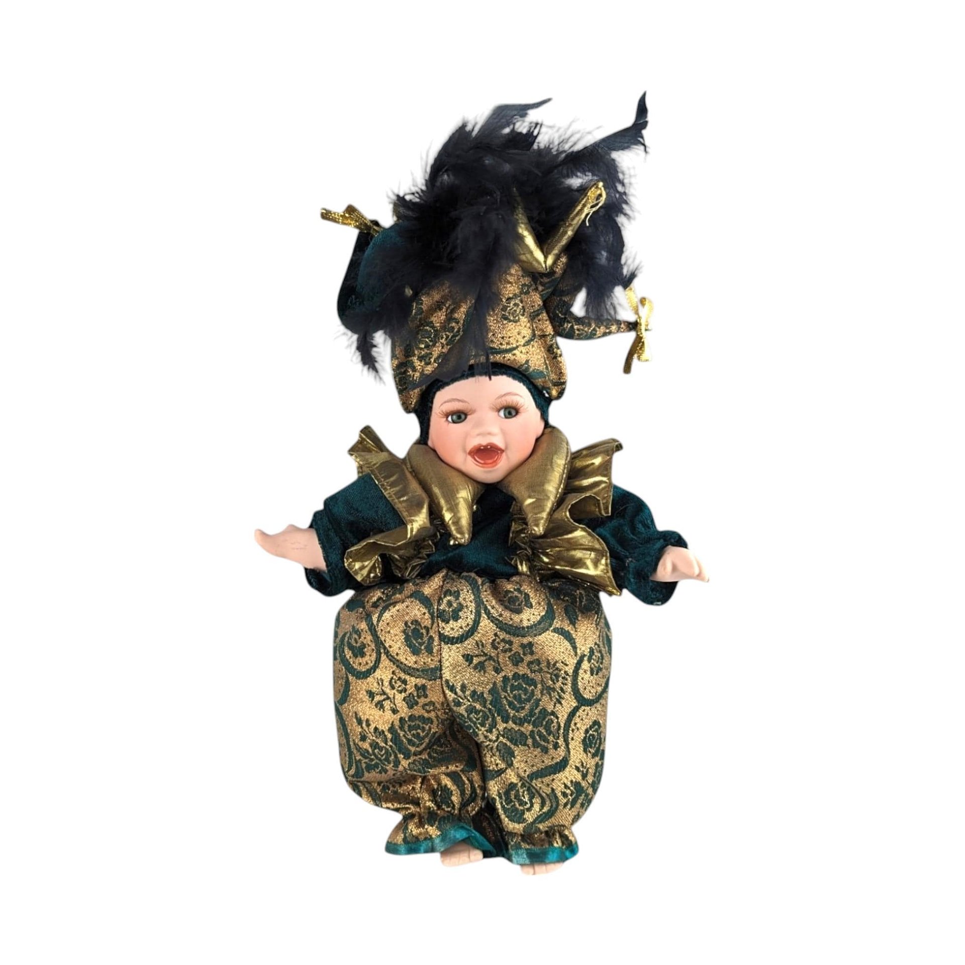 Vintage Porcelain Jester Doll | Mardi Gras Baby Doll | Collectible Doll