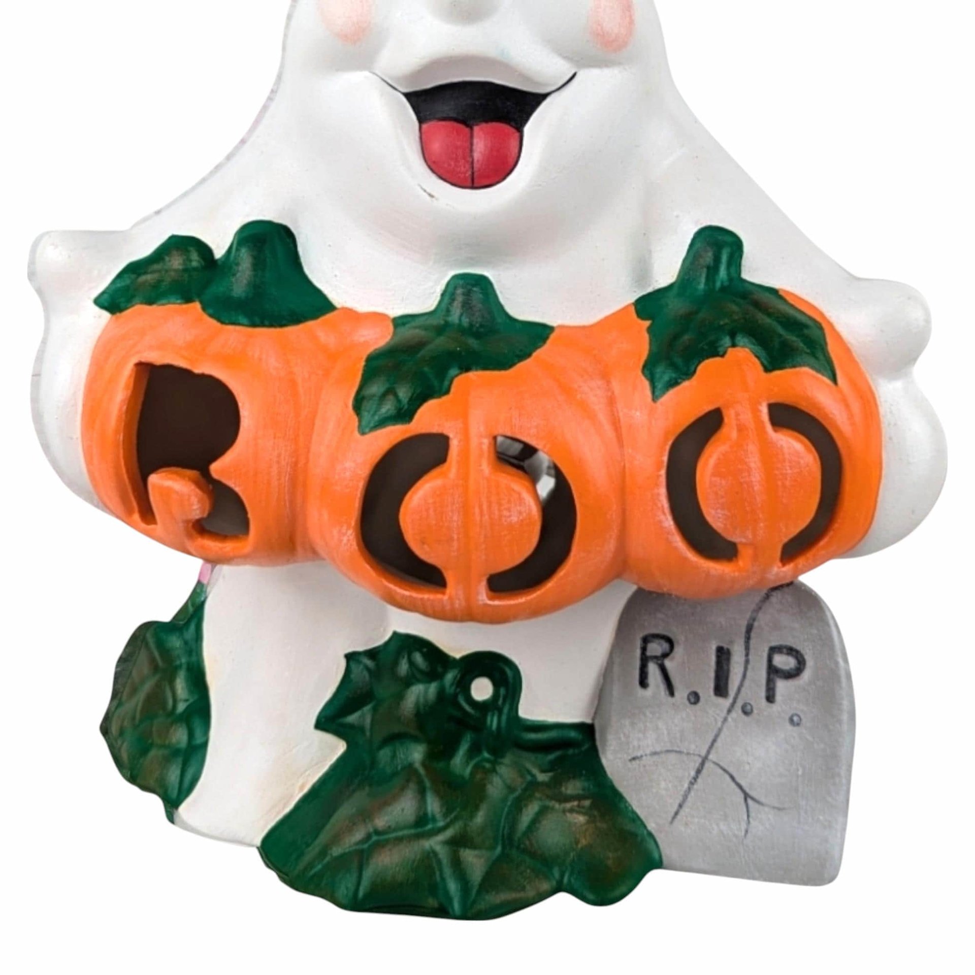 Vintage Ceramic Ghost Light, Halloween Decoration, Spooky Decor, Night Light, Gift for Halloween Lover