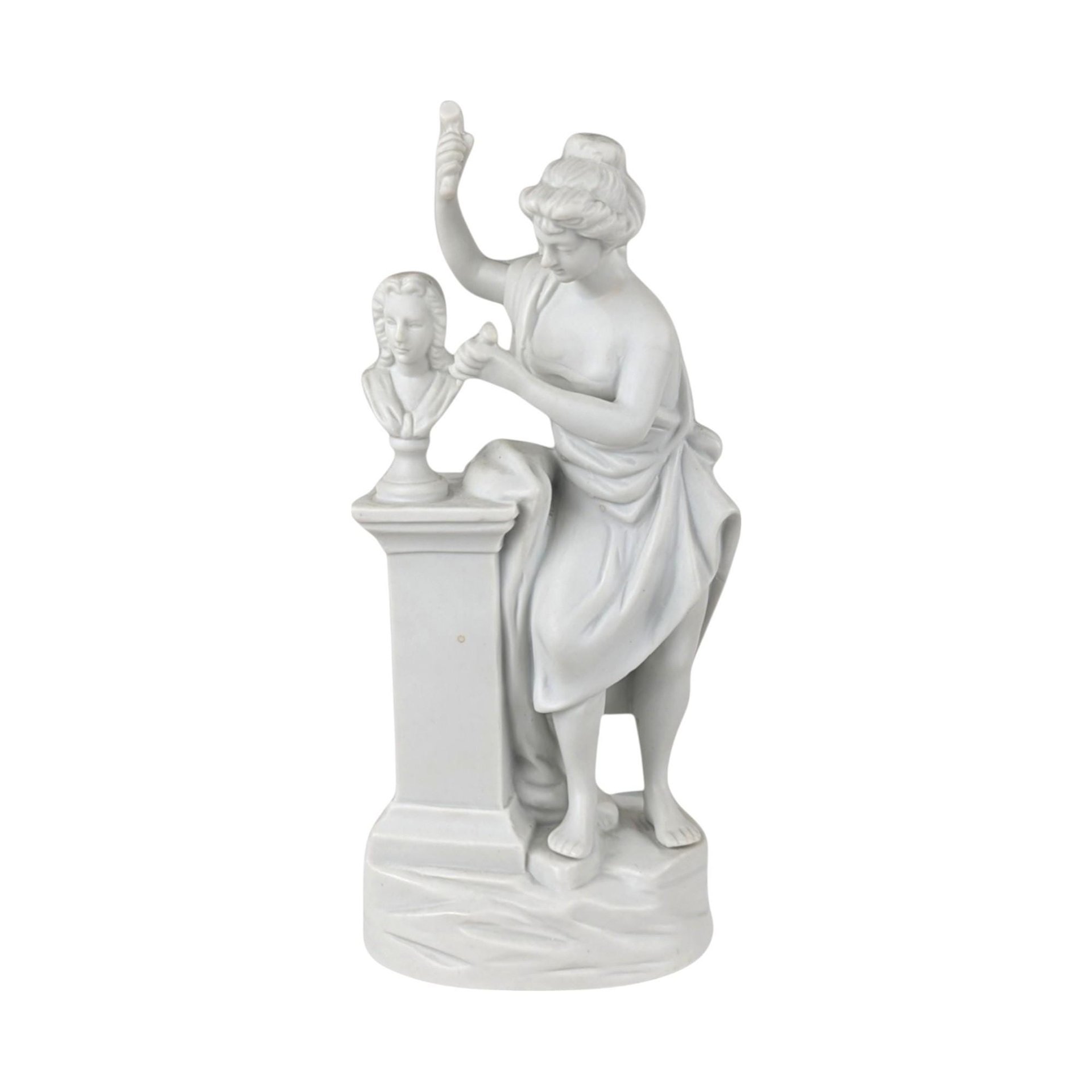 Vintage Andrea by Sadek Bisque Greek Muse Figurines, Memory & Artist Pair, 8.5" Elegant Home Decor, Gift for Art Lovers, Shelf Decor
