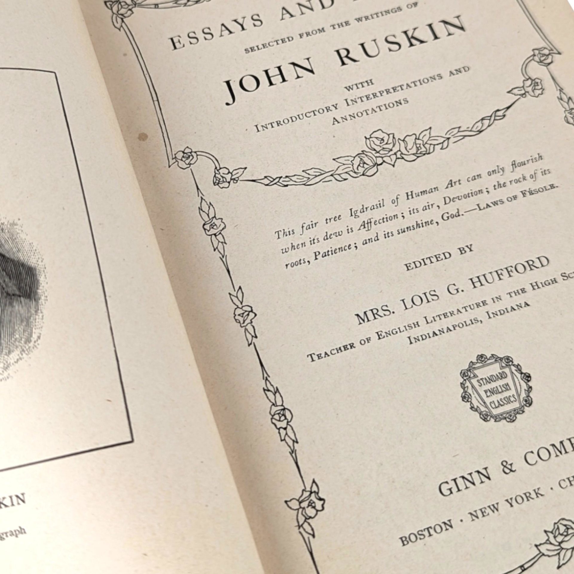 1905 Selected Essays & Letters, John Ruskin Hardcover, Antique Literature, Collectible Book, Gift for Scholar