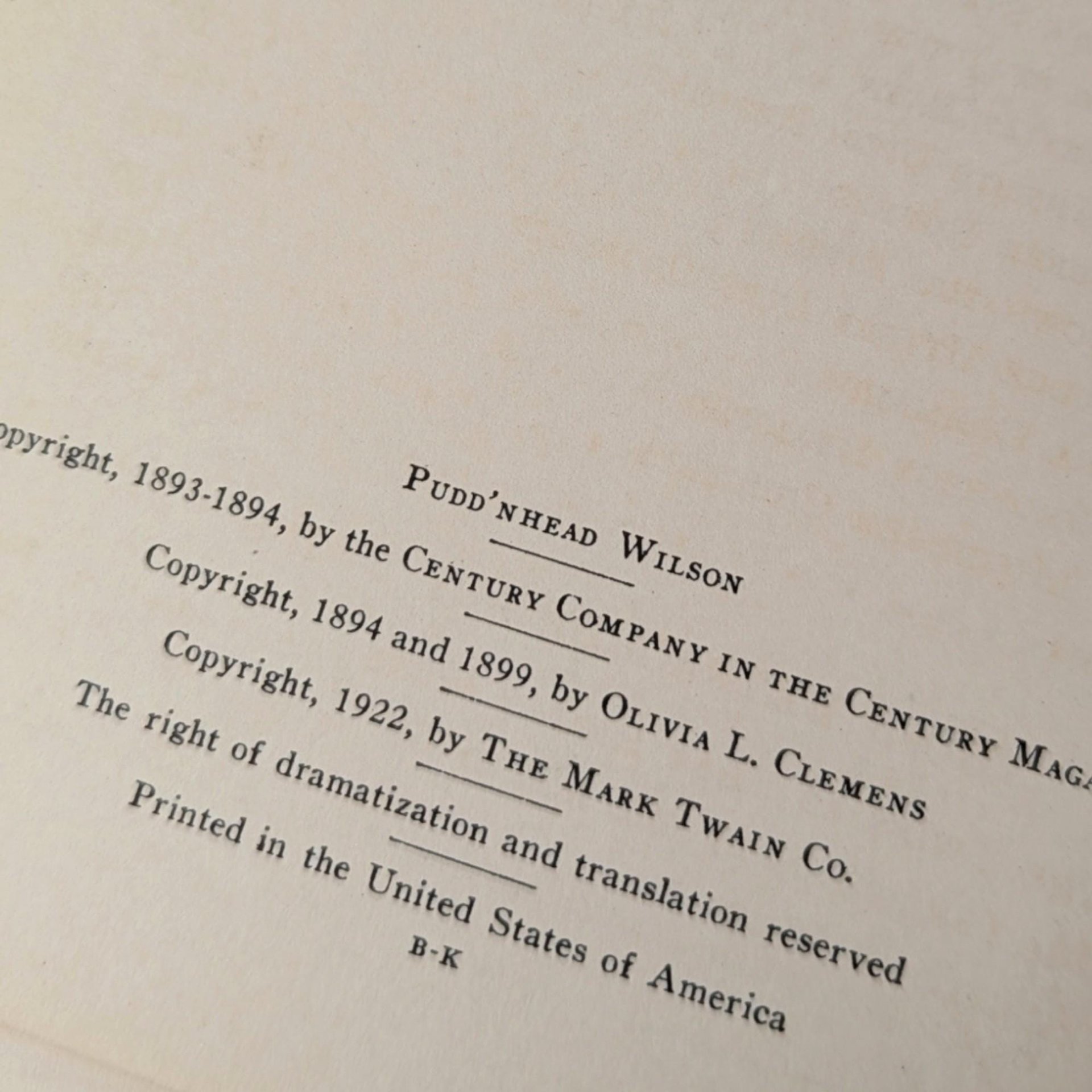 1922 Pudd'nhead Wilson, Mark Twain Complete Works, Antique Hardcover Book, Literature Gift