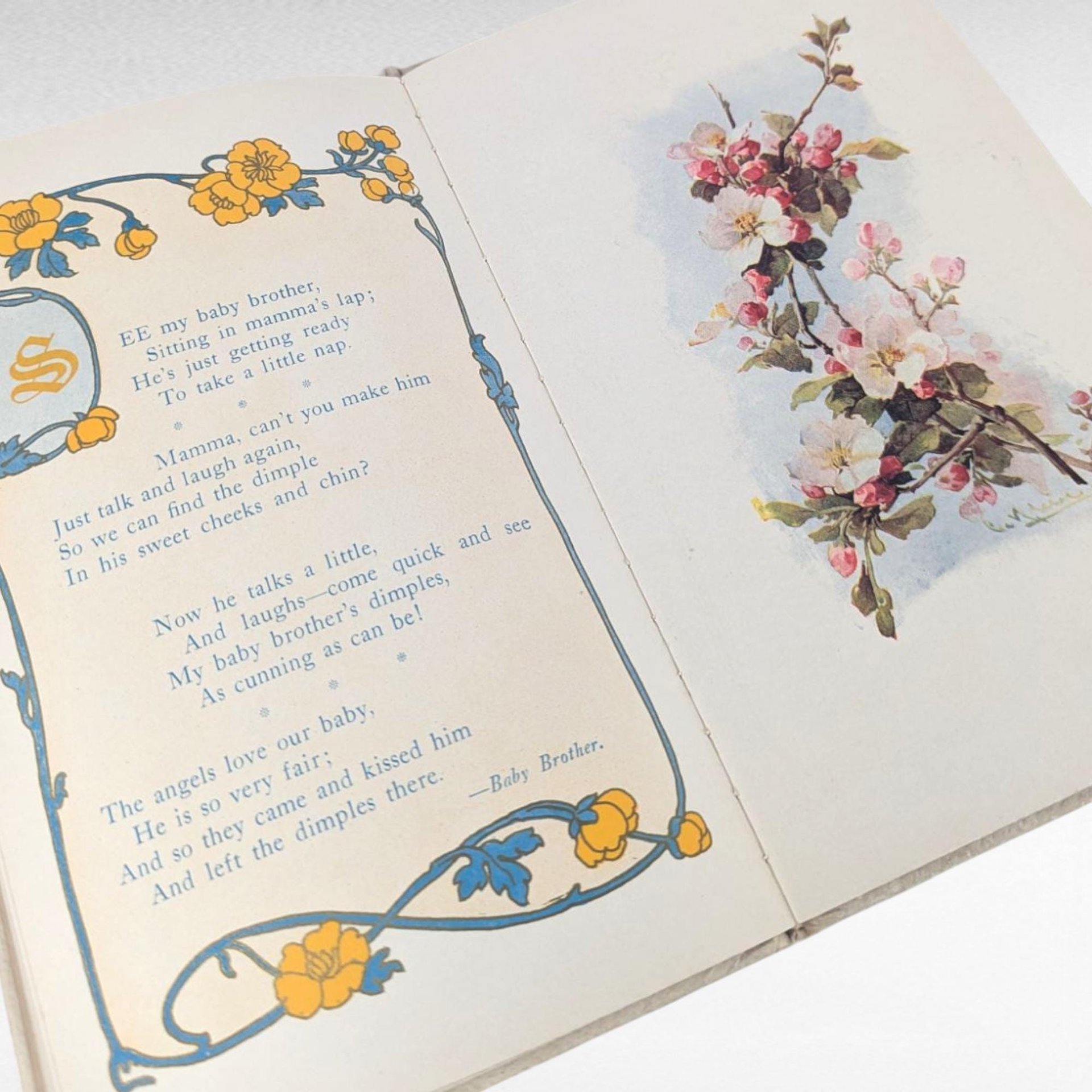 Vintage Eugene Field Poetry Book, Childhood Memories from Cupples & Leon, Children's Poems, Decorative Floral Book for Nursery Decor