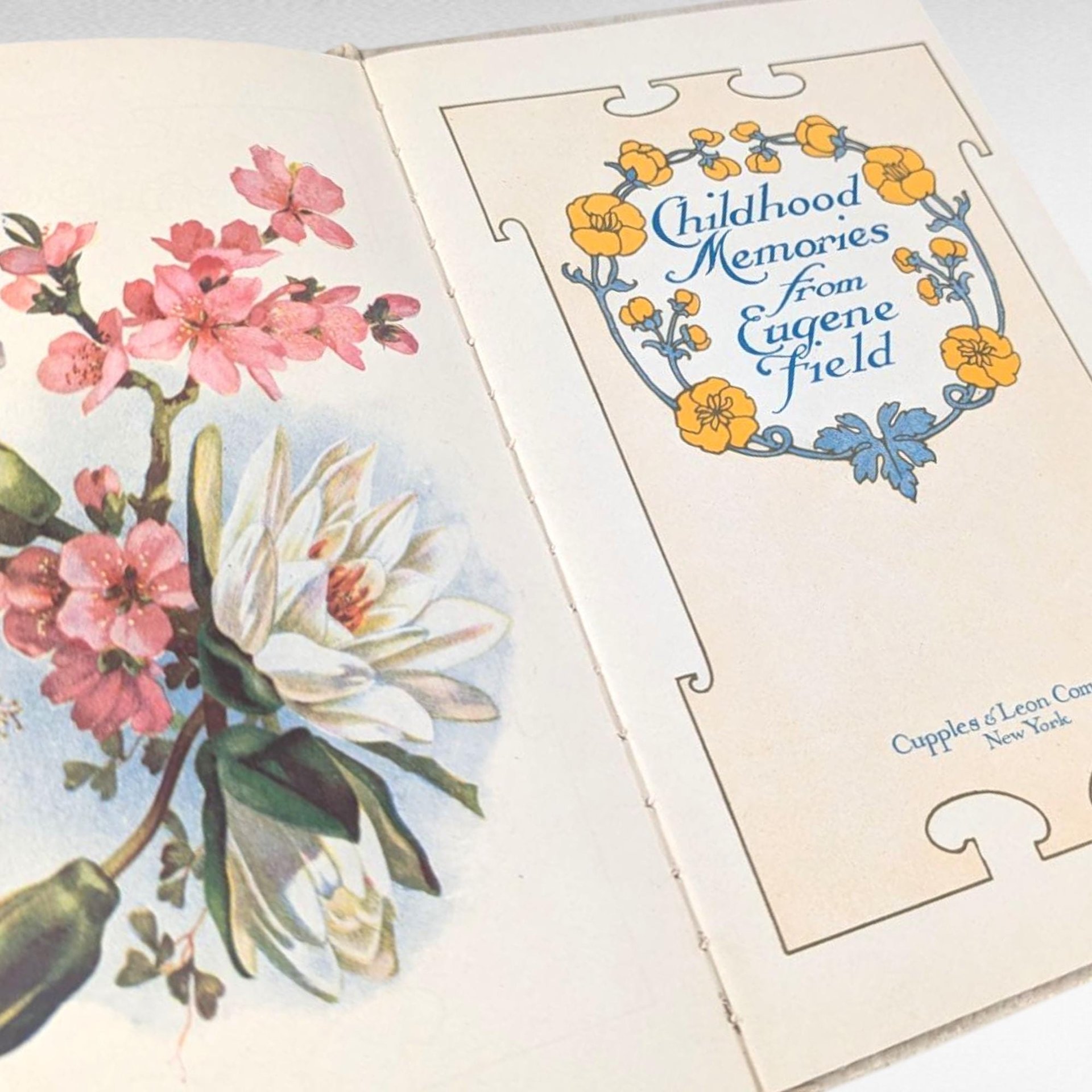 Vintage Eugene Field Poetry Book, Childhood Memories from Cupples & Leon, Children's Poems, Decorative Floral Book for Nursery Decor