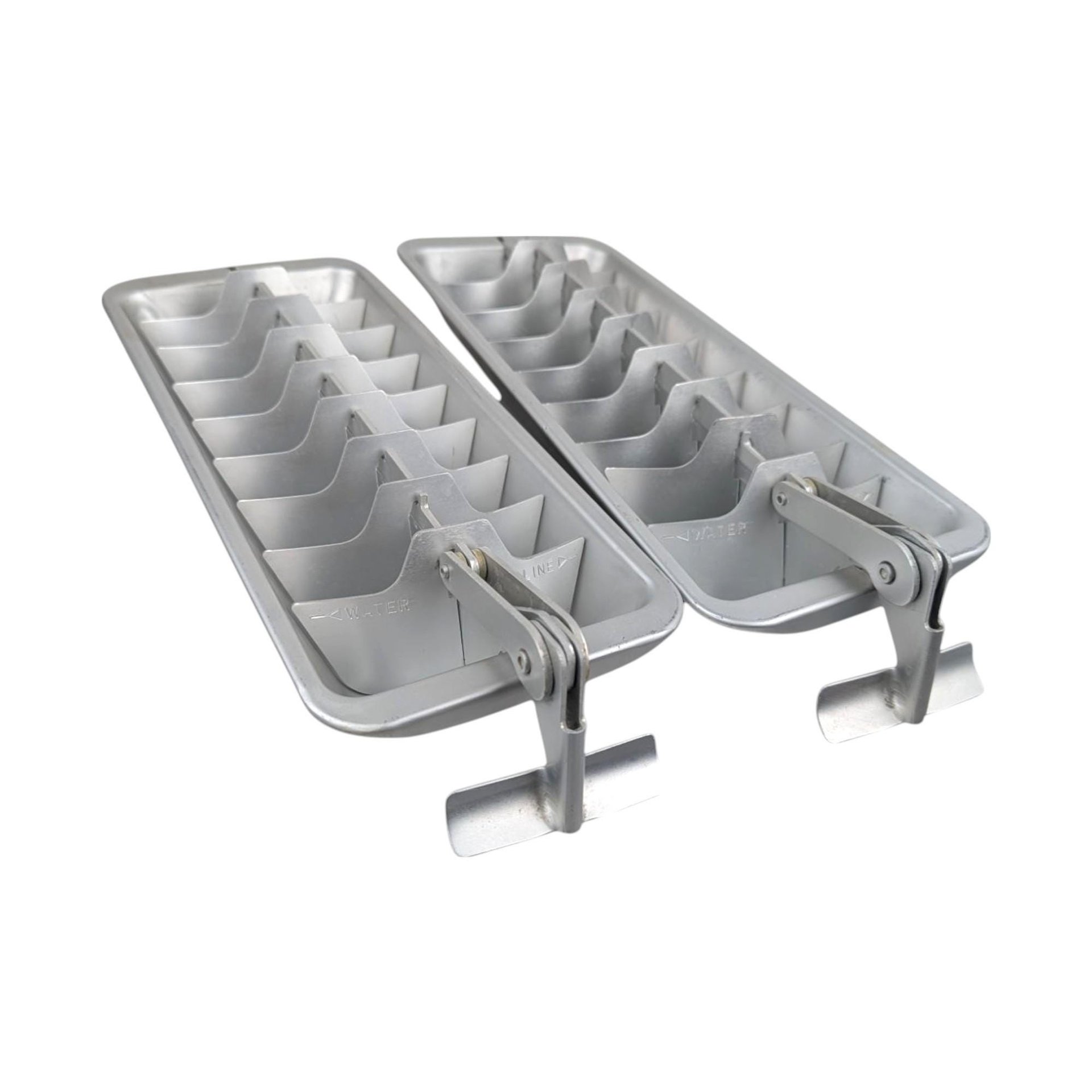 Pair of Aluminum Ice Cube Trays, Vintage Kitchenware, Functional Ice Trays, Classic Refrigerator Accessory, Gift for Home Bar Enthusiasts