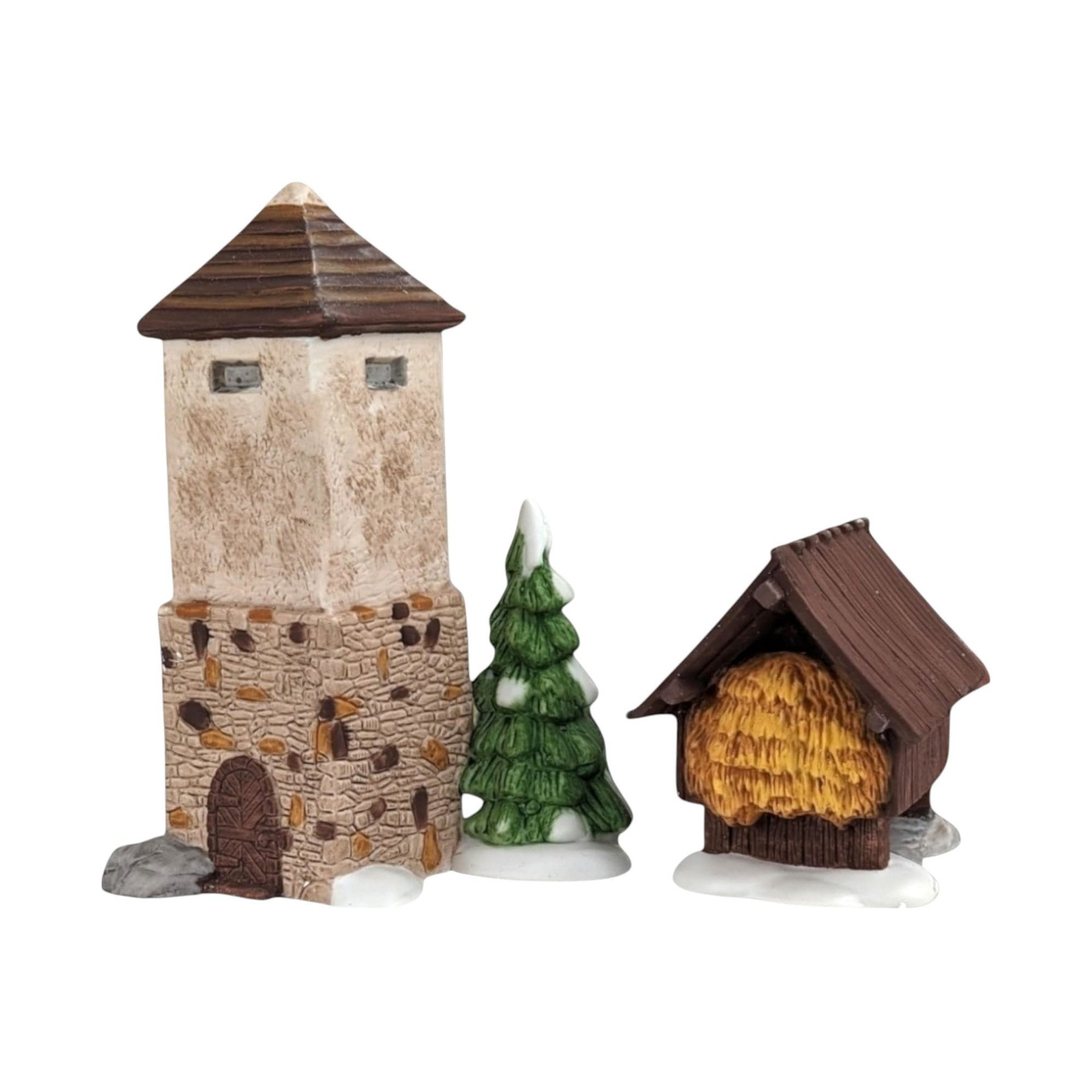 Vintage Dept 56 Silo & Hayshed - Heritage Village Collection #5950-1 - Porcelain Christmas Village - Winter Scene
