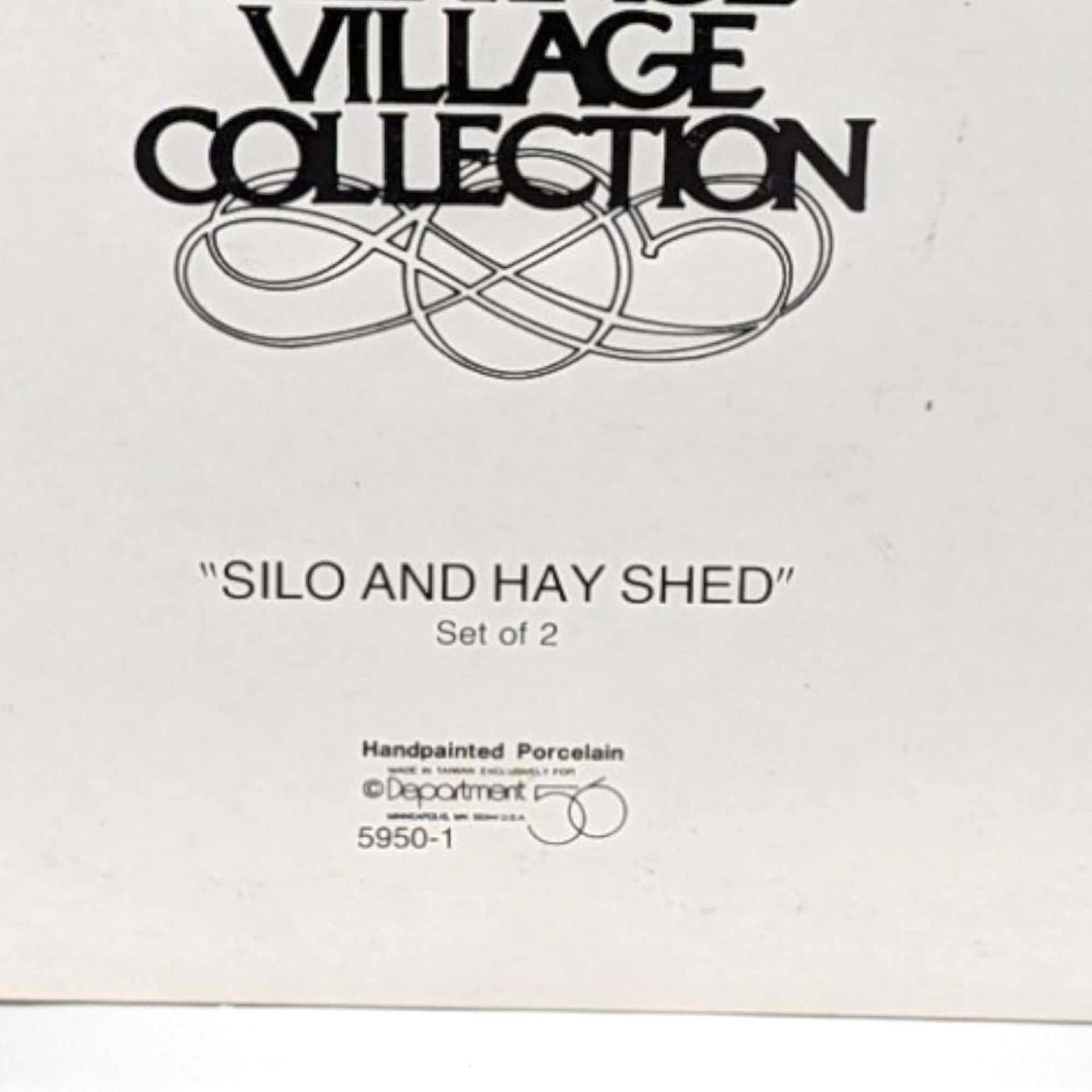Vintage Dept 56 Silo & Hayshed - Heritage Village Collection #5950-1 - Porcelain Christmas Village - Winter Scene