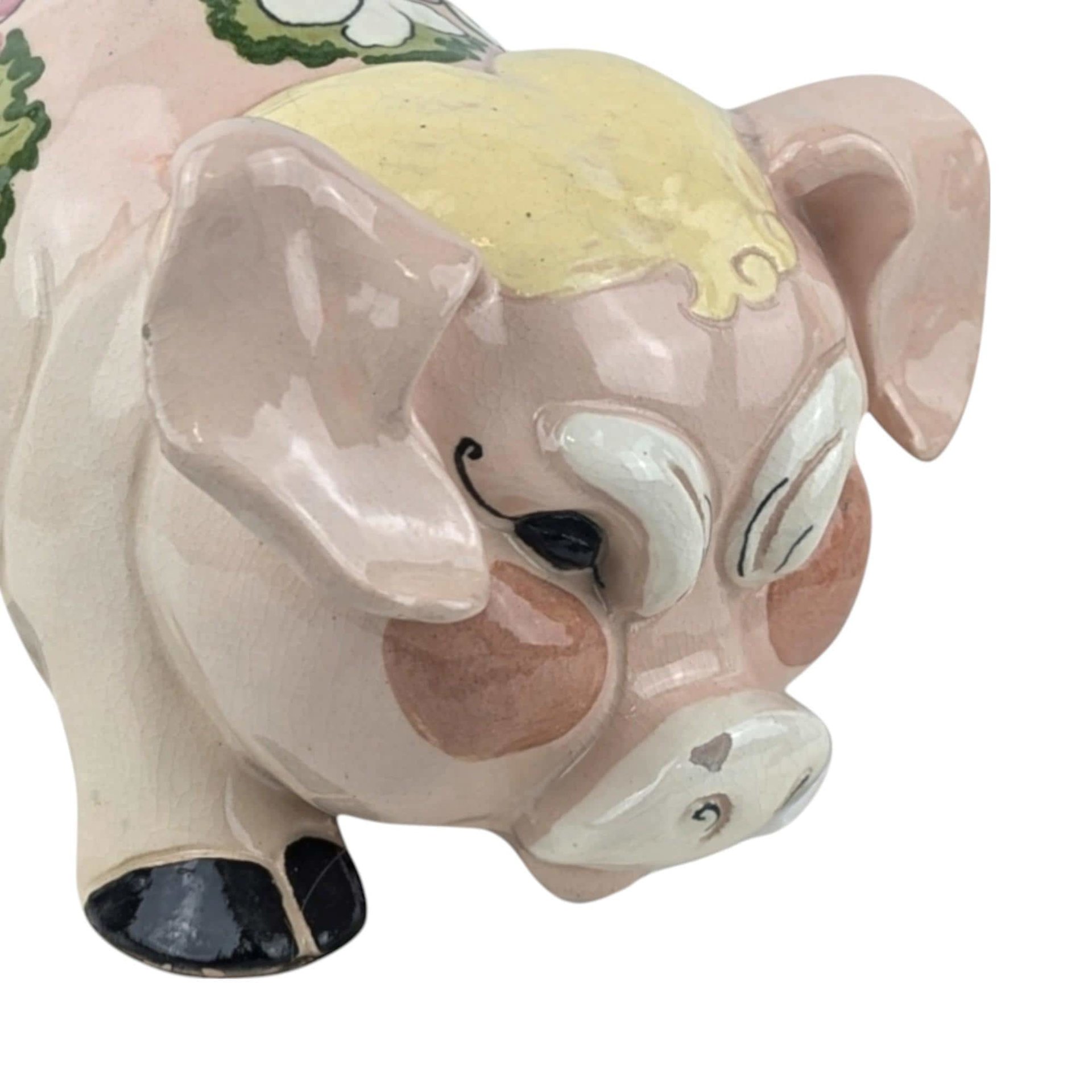 Vintage Kay Finch Grumpy Pig Figurine | California Pottery | Hand-Painted Pig | Collectible Animal Figurine