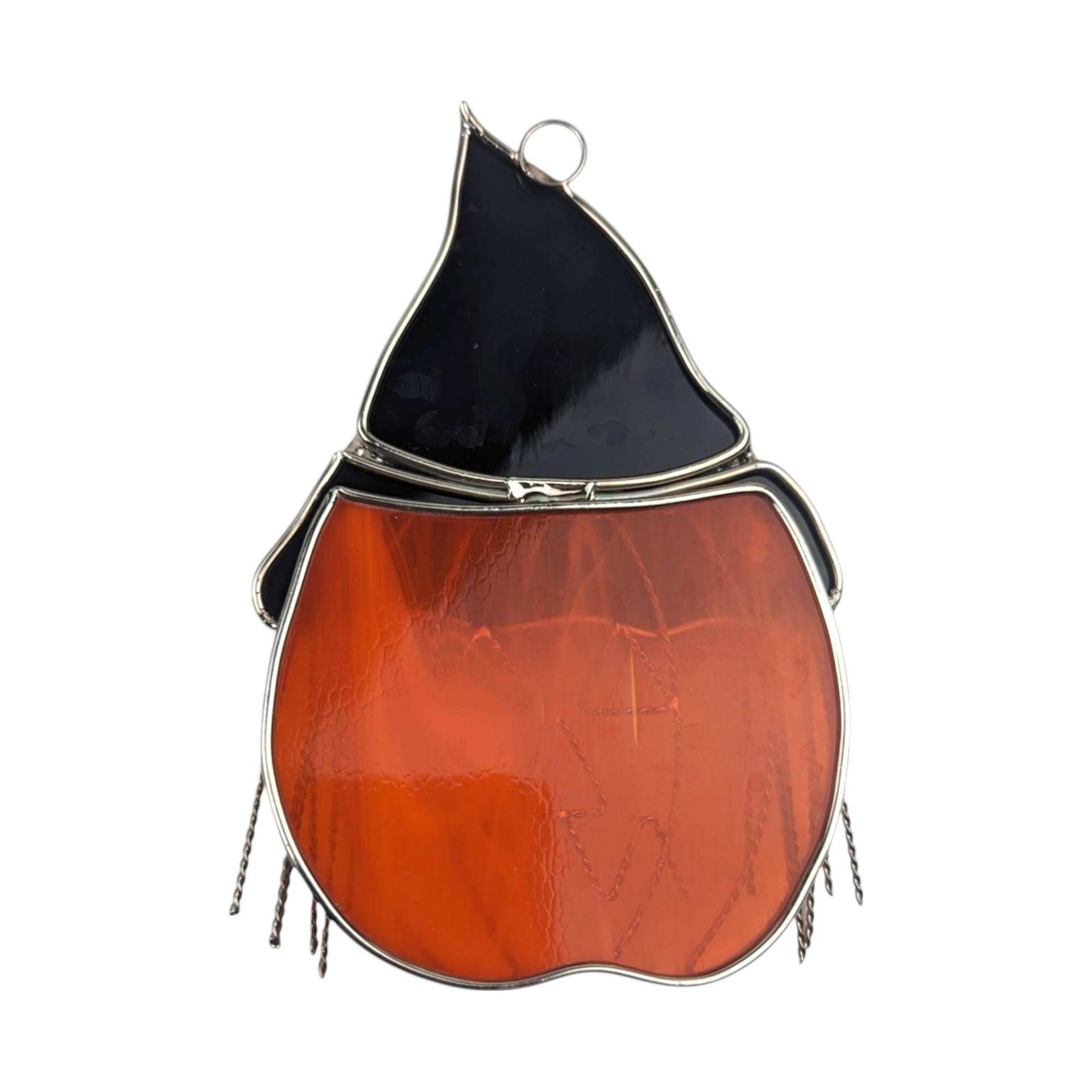 Vintage Stained Glass Jack O' Lantern Suncatcher: Halloween Window Decor