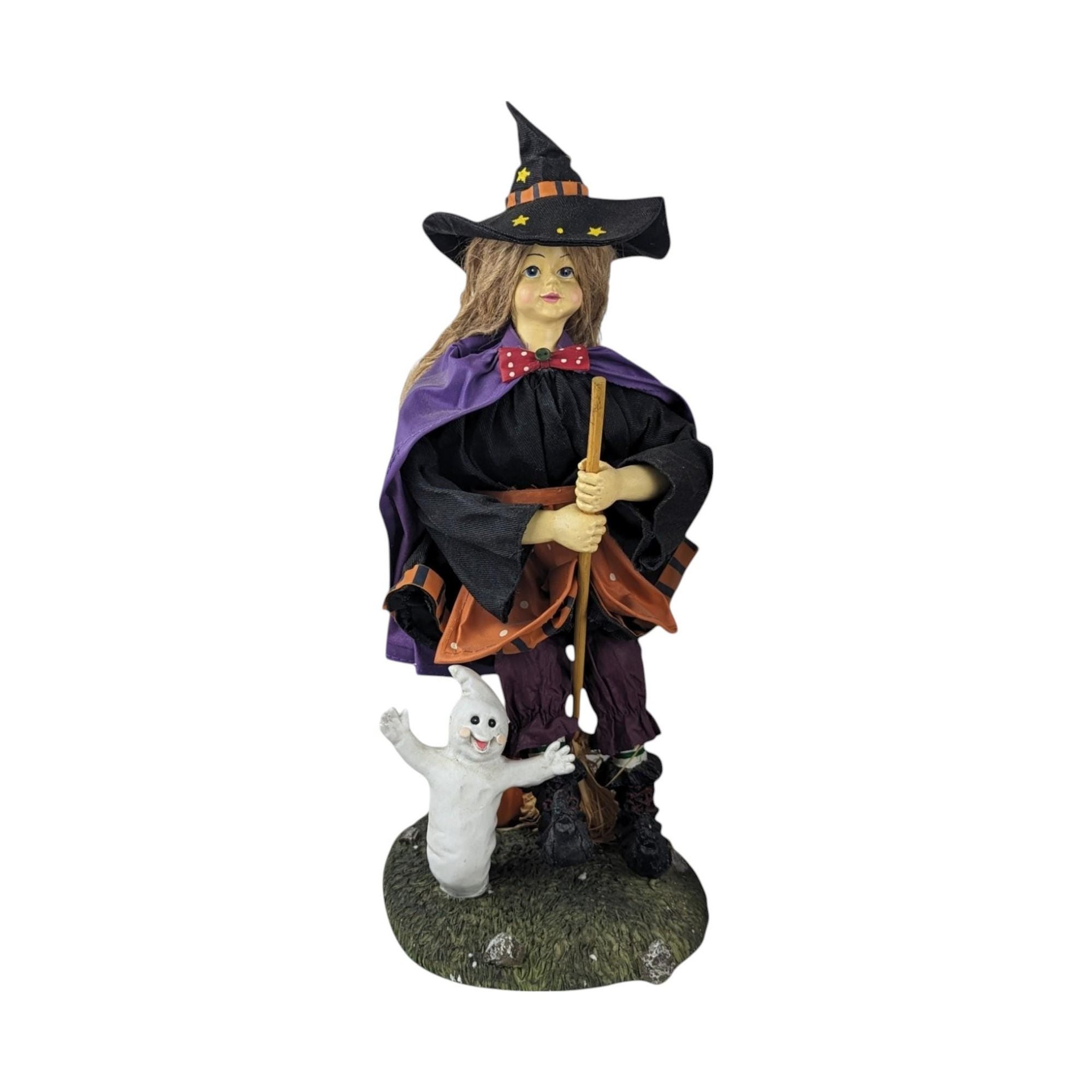 Vintage 13" Fabric Mache Scarecrow and Witch Figurines | Halloween Decor | Fall Decor | Collectible Figurines