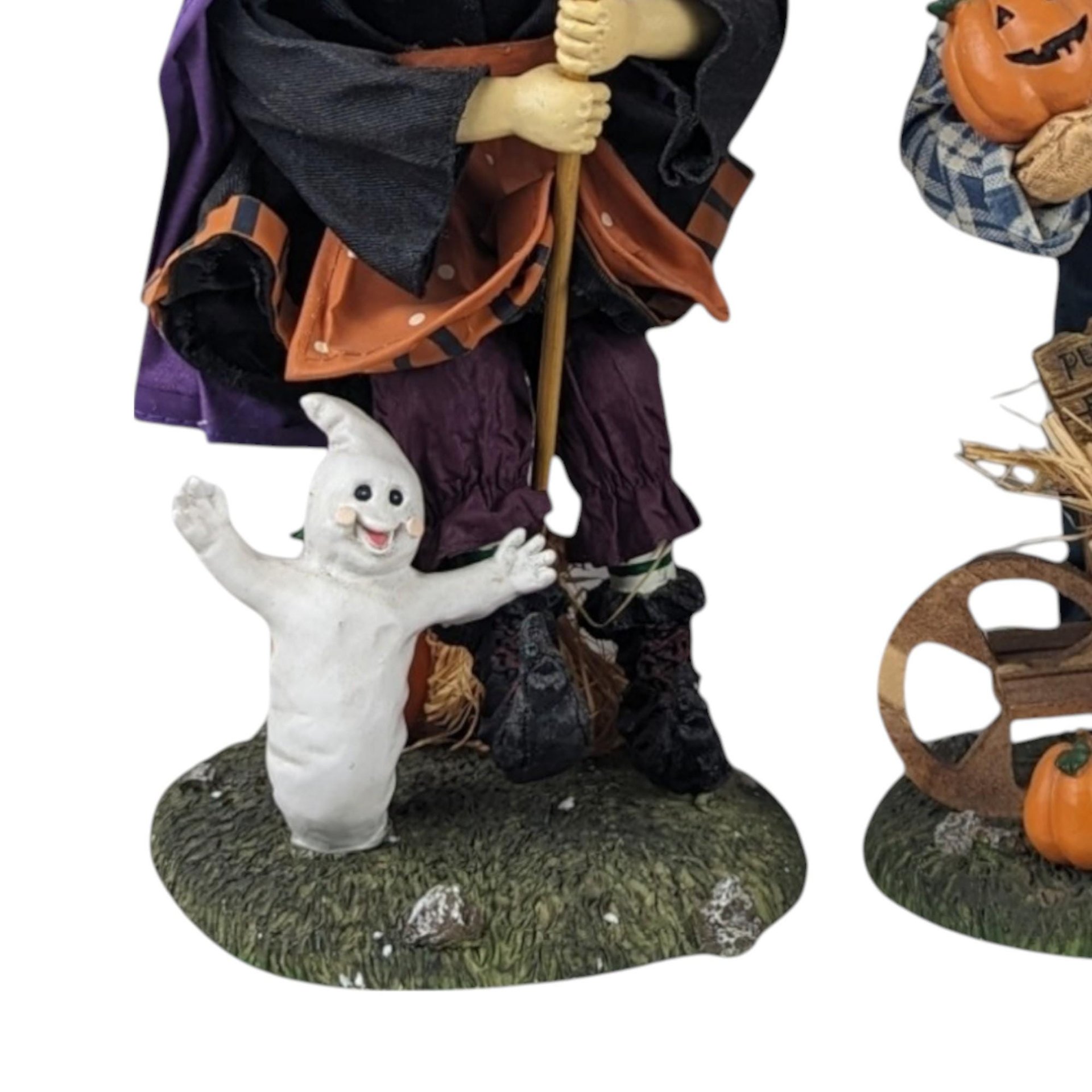 Vintage 13" Fabric Mache Scarecrow and Witch Figurines | Halloween Decor | Fall Decor | Collectible Figurines
