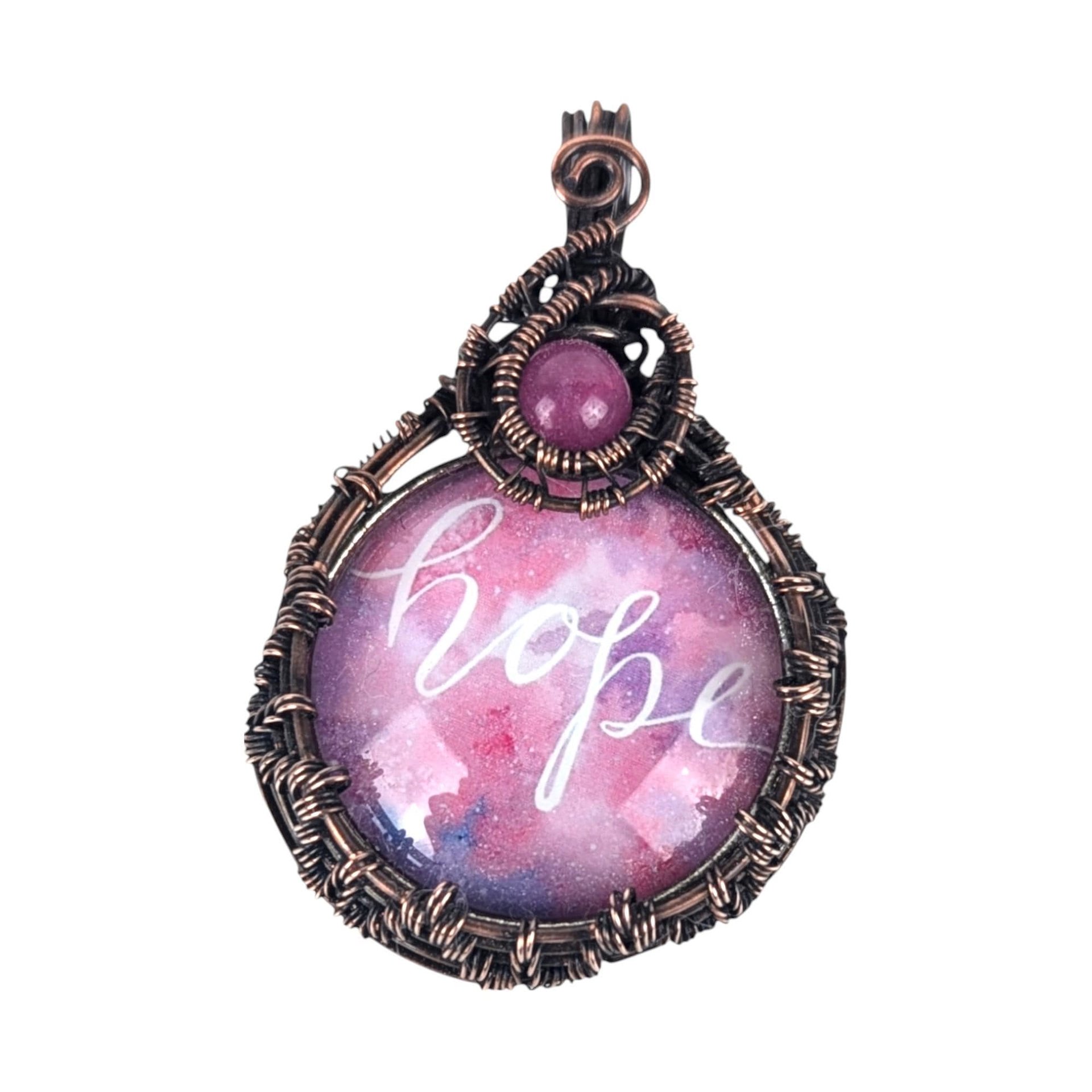 Handmade Copper Wire Wrapped 'Hope' Pendant | Inspirational Jewelry | Artisan Crafted Necklace | Unique Gift for Her