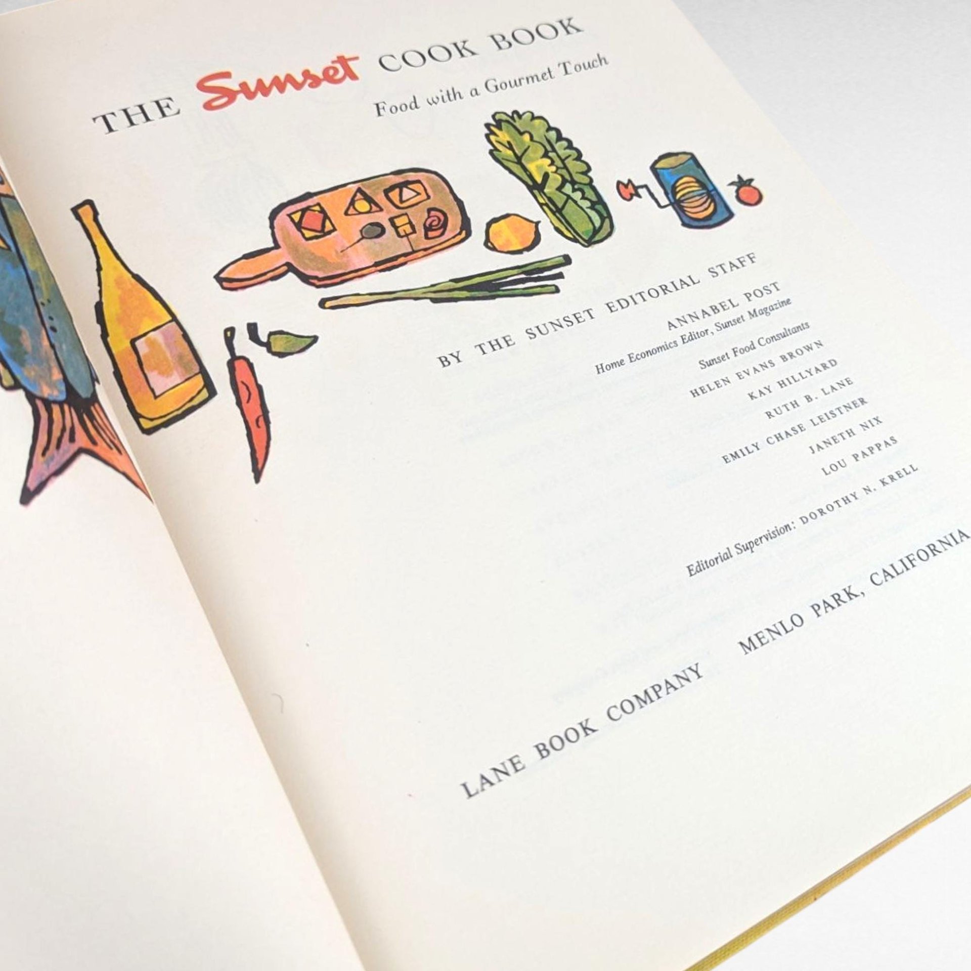 Vintage 1960 The Sunset Cook Book, Mid Century Illustrated Hardcover, California Cooking Recipes, MCM Kitchen Decor, Collector Cookbook Gift