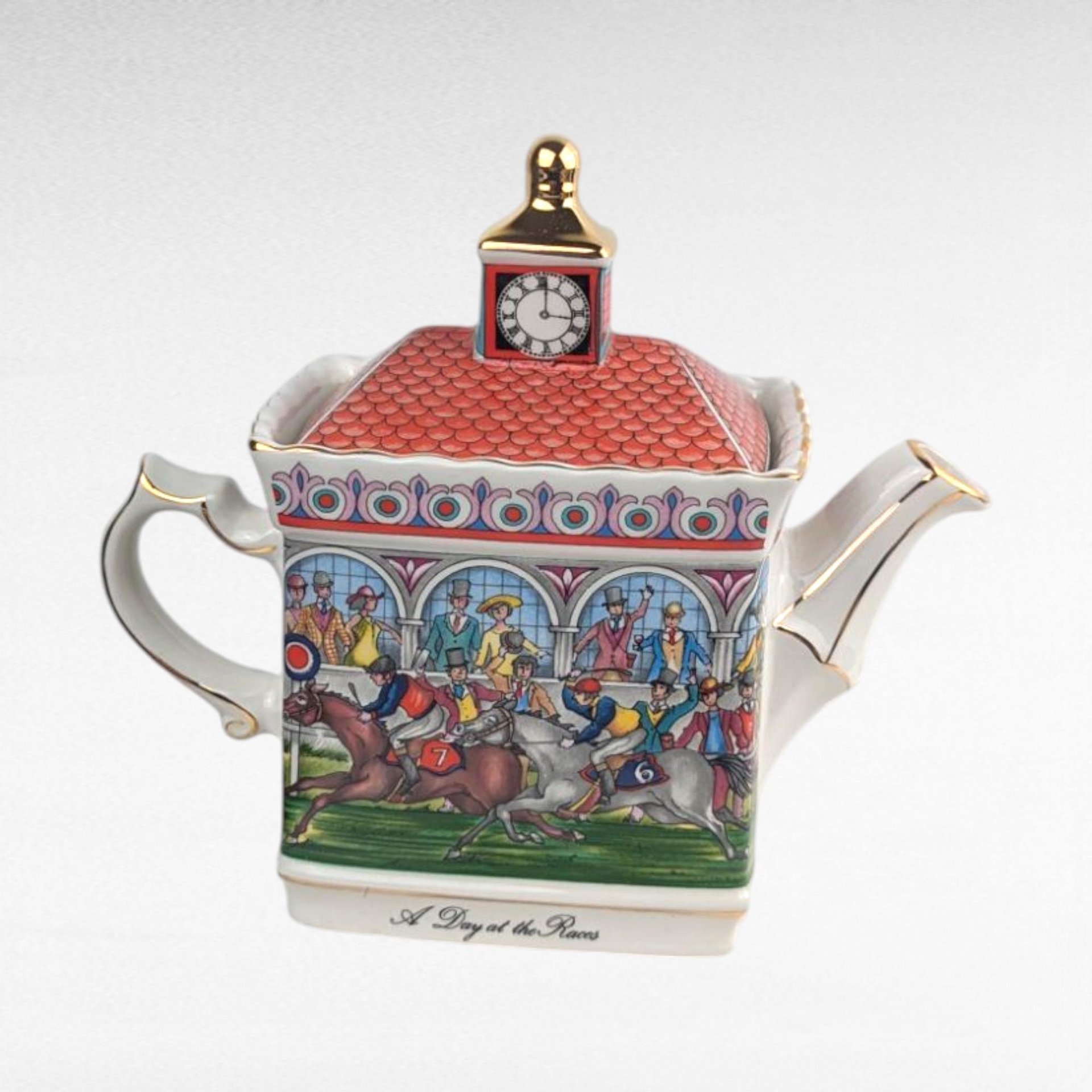Vintage Sadler Teapot, A Day at the Races English China, Collectible Equestrian Novelty Teapot, Horse Racing Gift, Made in England