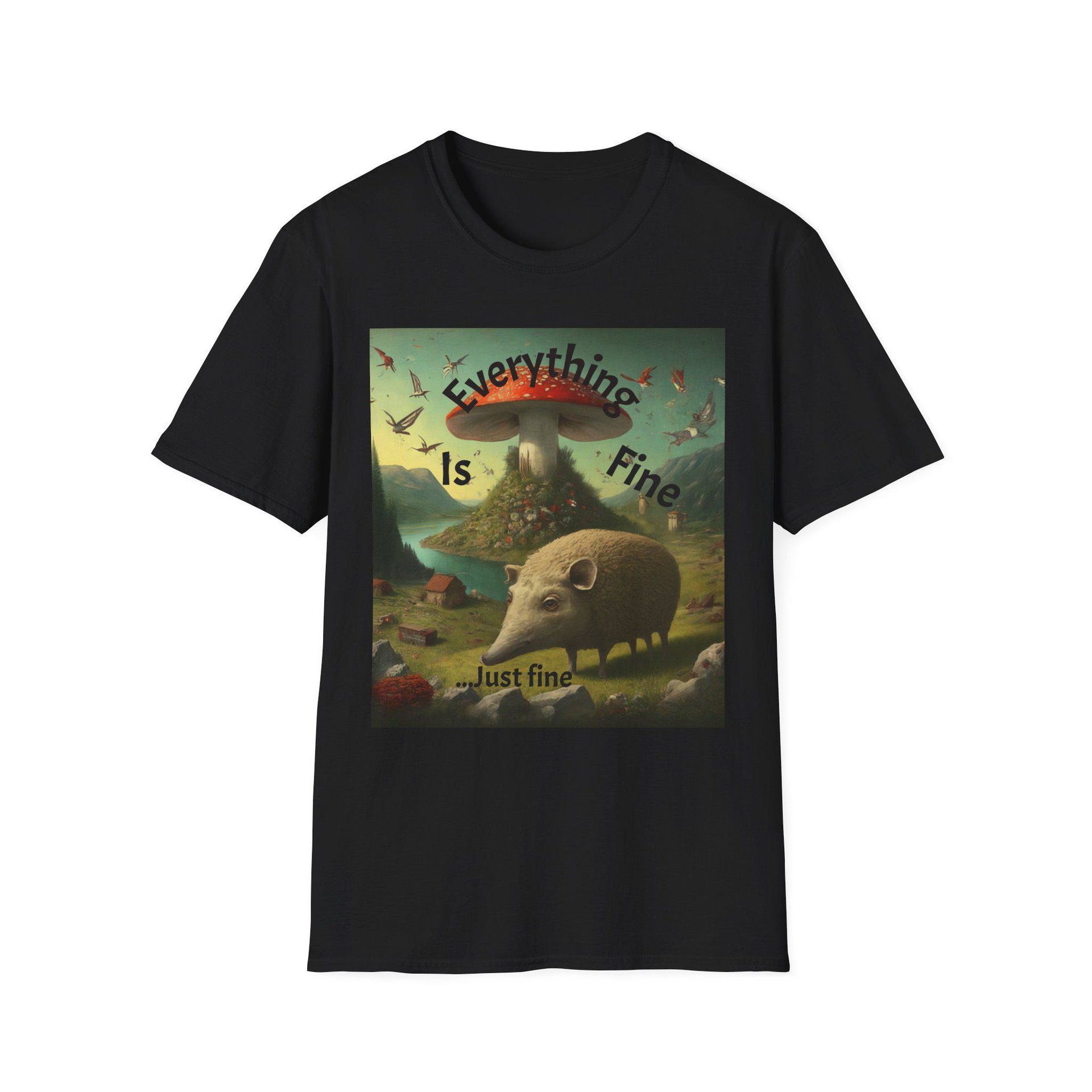 Just Fine Humorous Graphic T-Shirt for Everyday Wear, Gift for Friends, Quirky Fashion, Casual Outfit, Dark Humor, Everyday Humor