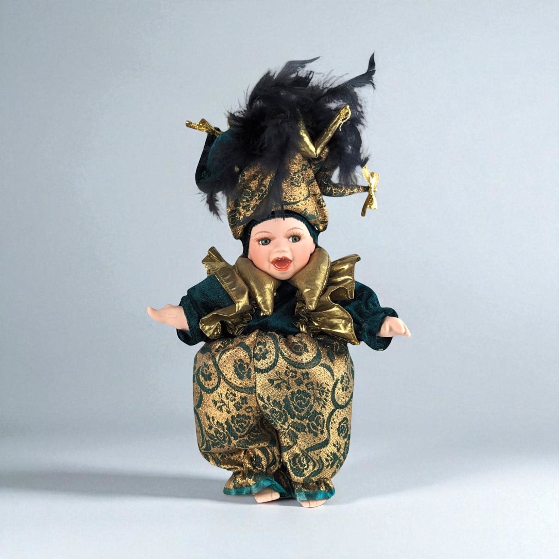 Vintage Porcelain Jester Doll | Mardi Gras Baby Doll | Collectible Doll