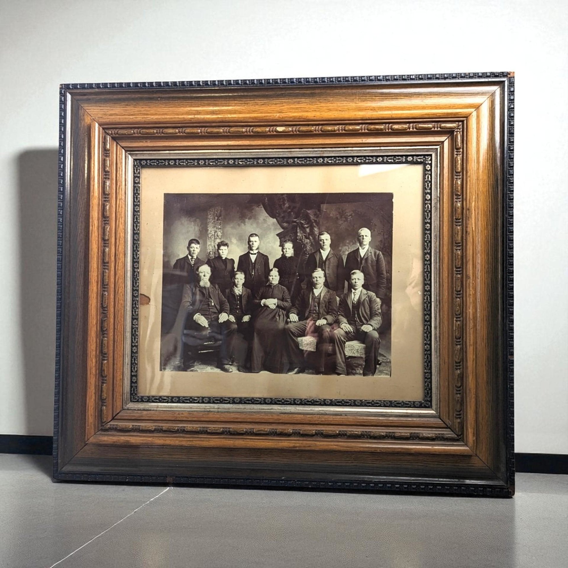 Large Antique Picture Frame with Portrait | Ornate Gilt Frame | Vintage Wall Decor | 26 x 23 Inches