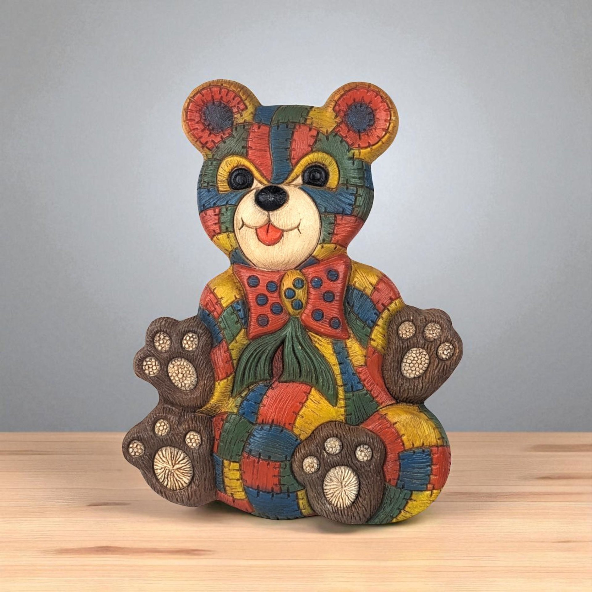 Vintage Foamcraft Patchwork Teddy Bear Wall Hanging: Nursery Decor
