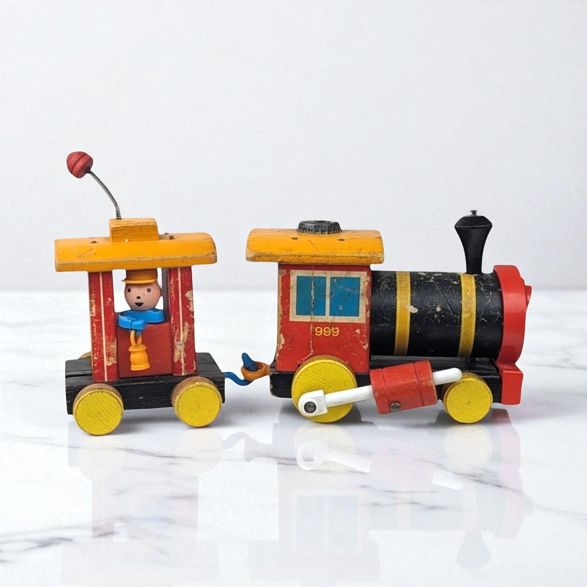 Vintage Fisher Price Huffy Puffy Train | Wooden Pull Toy | Classic Toy | 1960s Toy | Collectible Toy Train