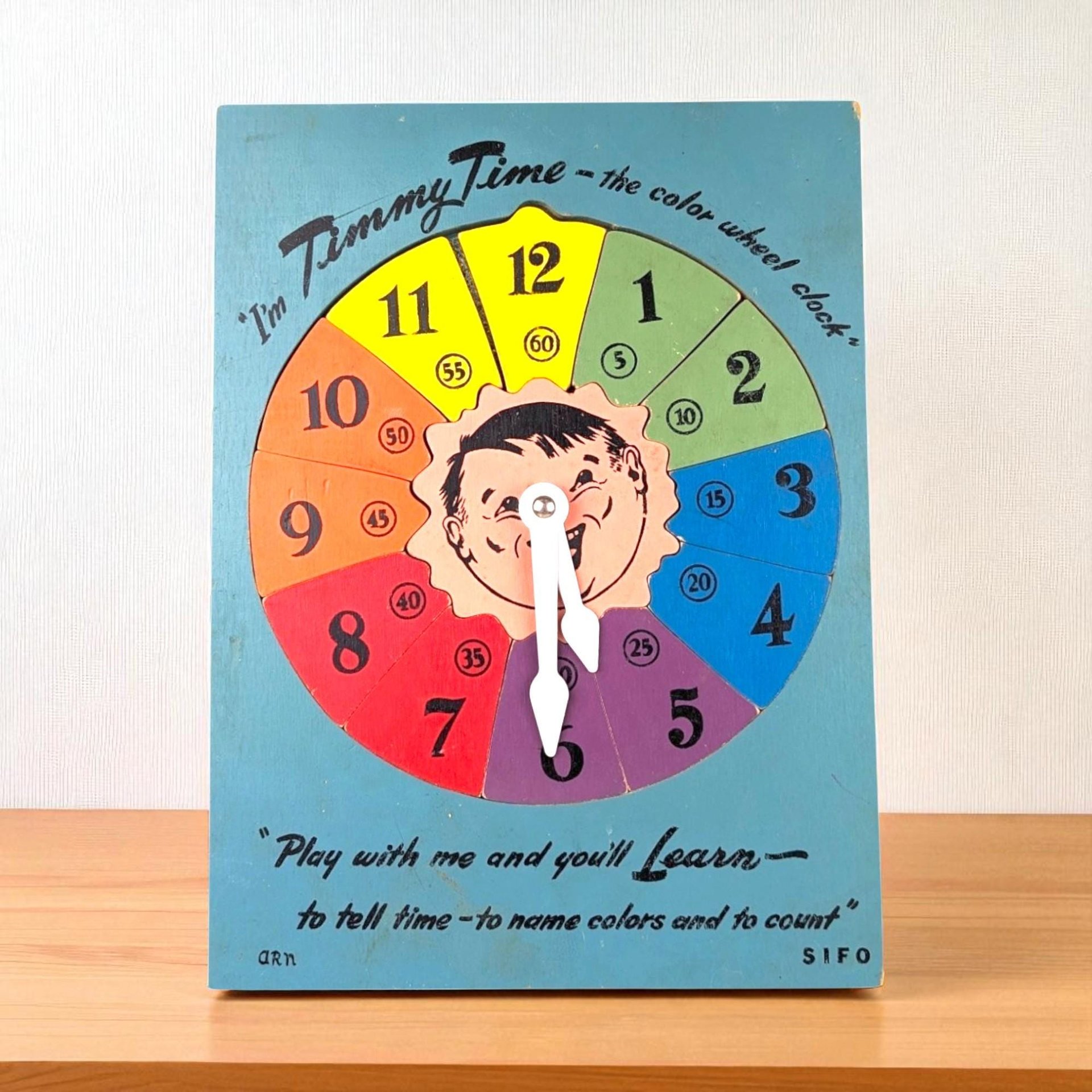 Vintage Sifo Timmy Time Clock Puzzle: Wooden Toy