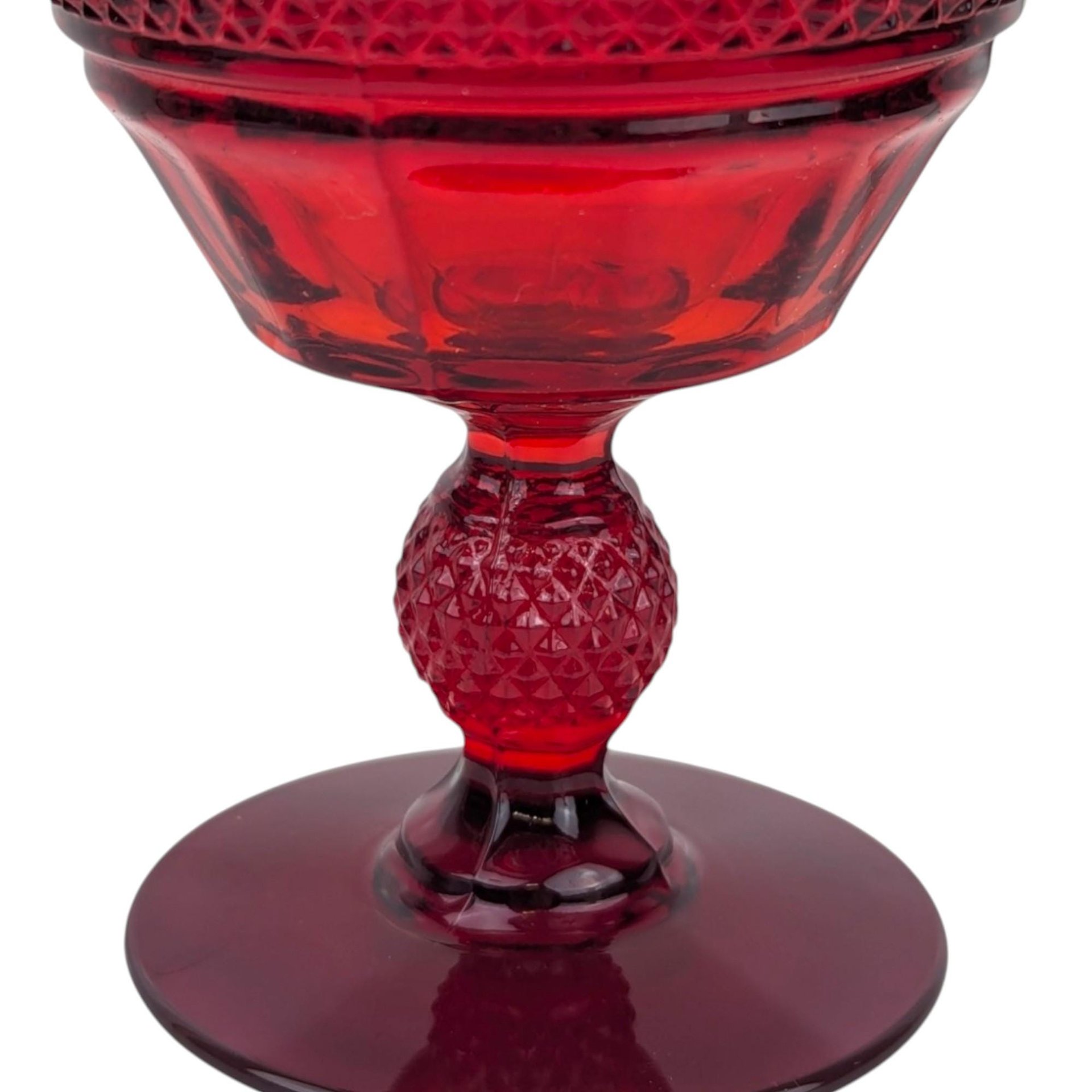 Set of 6 Vintage Viking Glass Mt. Vernon Pineapple Stem Ruby Red Sherbet Glasses | Elegant Glassware | Dessert Glasses | Collectible Glass
