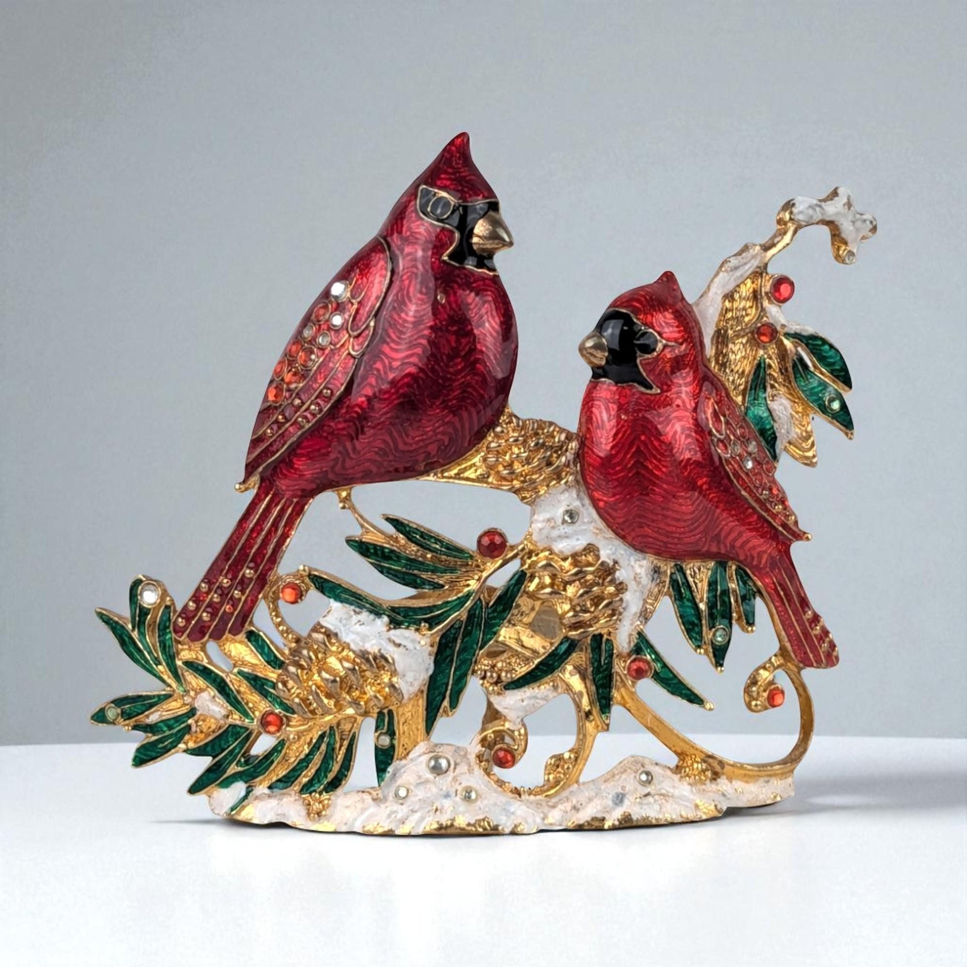 Vintage Enamel Cardinal Candle Holder: Holiday Tealight Decor