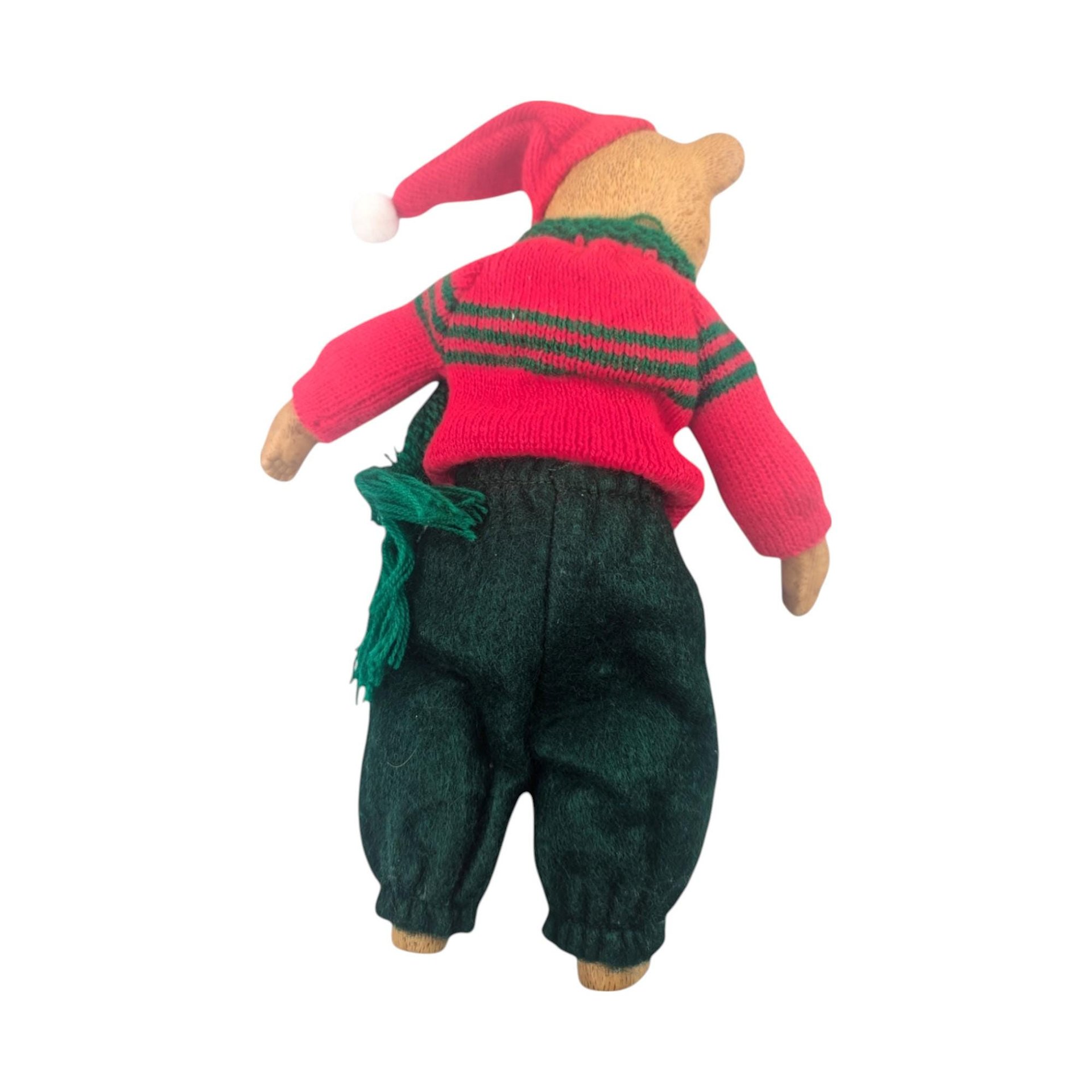 Handmade Porcelain Christmas Bear: Collectible Holiday Doll