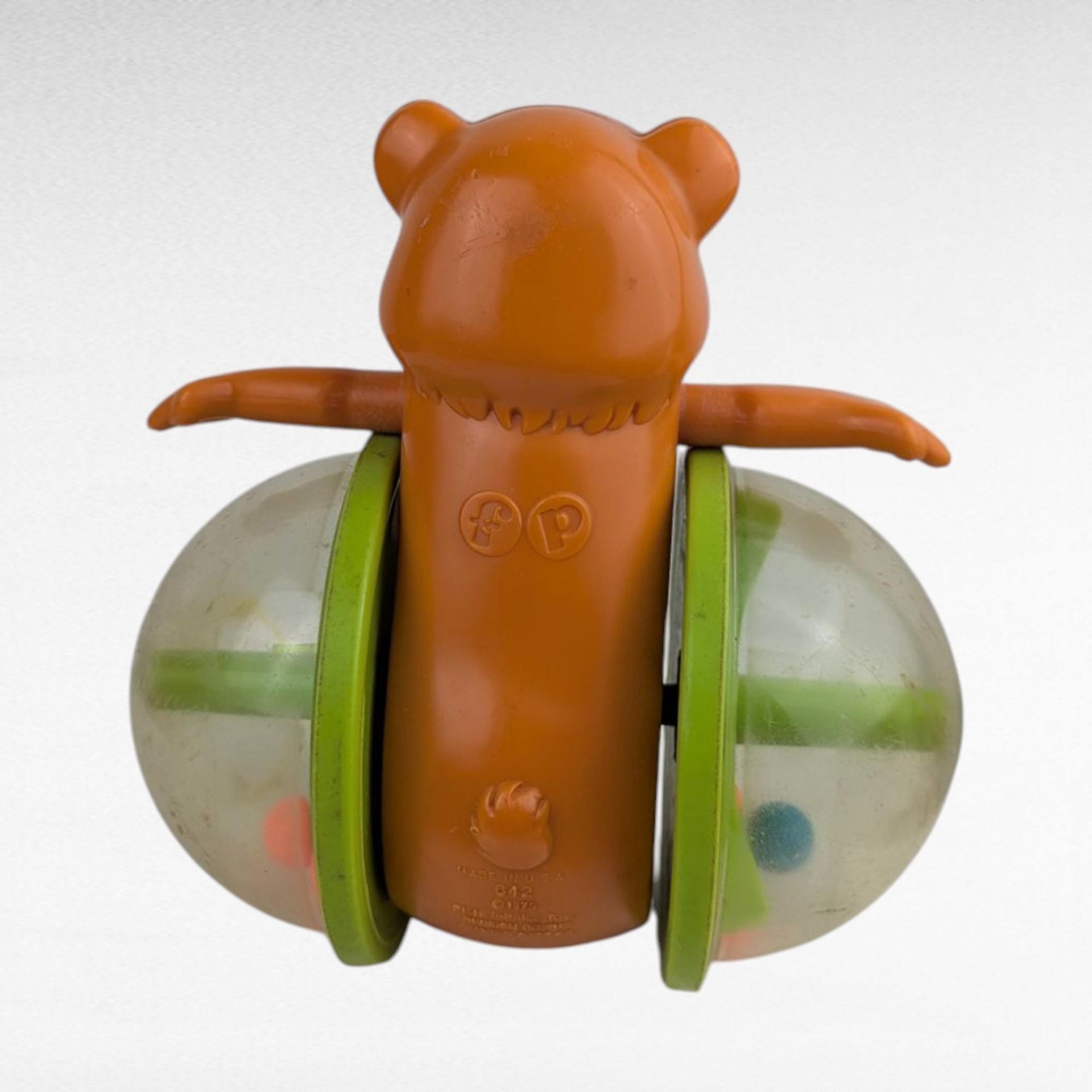 Vintage 1979 Fisher Price Bob Along Bear Pull Toy, Classic 70s Nursery Decor, Toddler Push Roller Toy, Nostalgic Gift